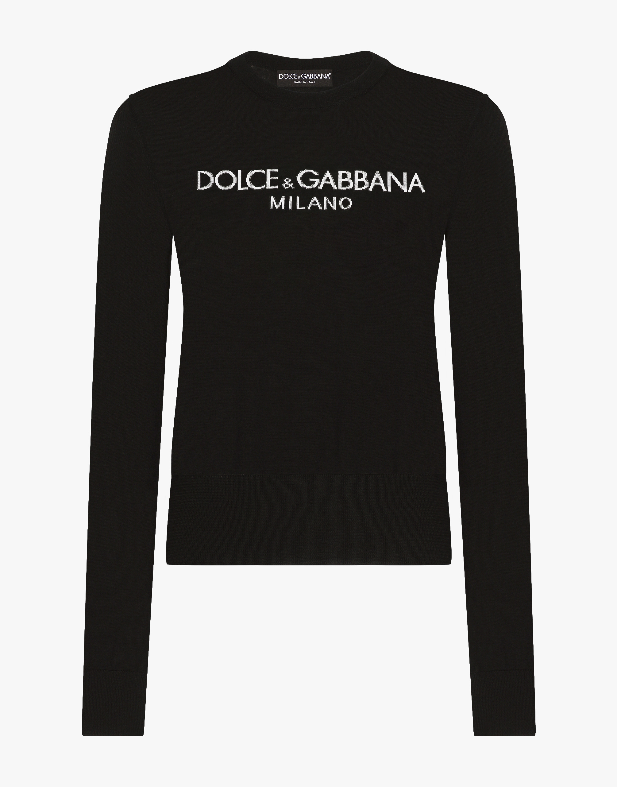 Wool sweater with Dolce&Gabbana logo inlay in Black for Women 