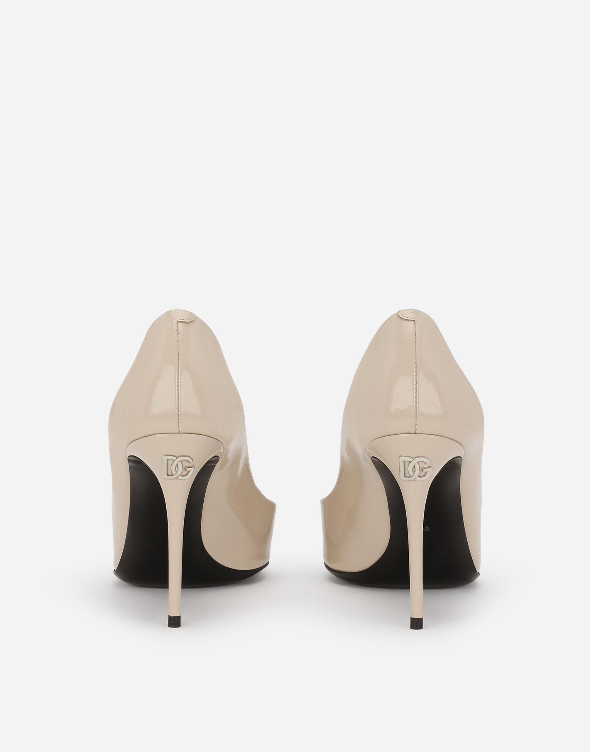 Shop Dolce & Gabbana Polished Calfskin Pumps In Beige