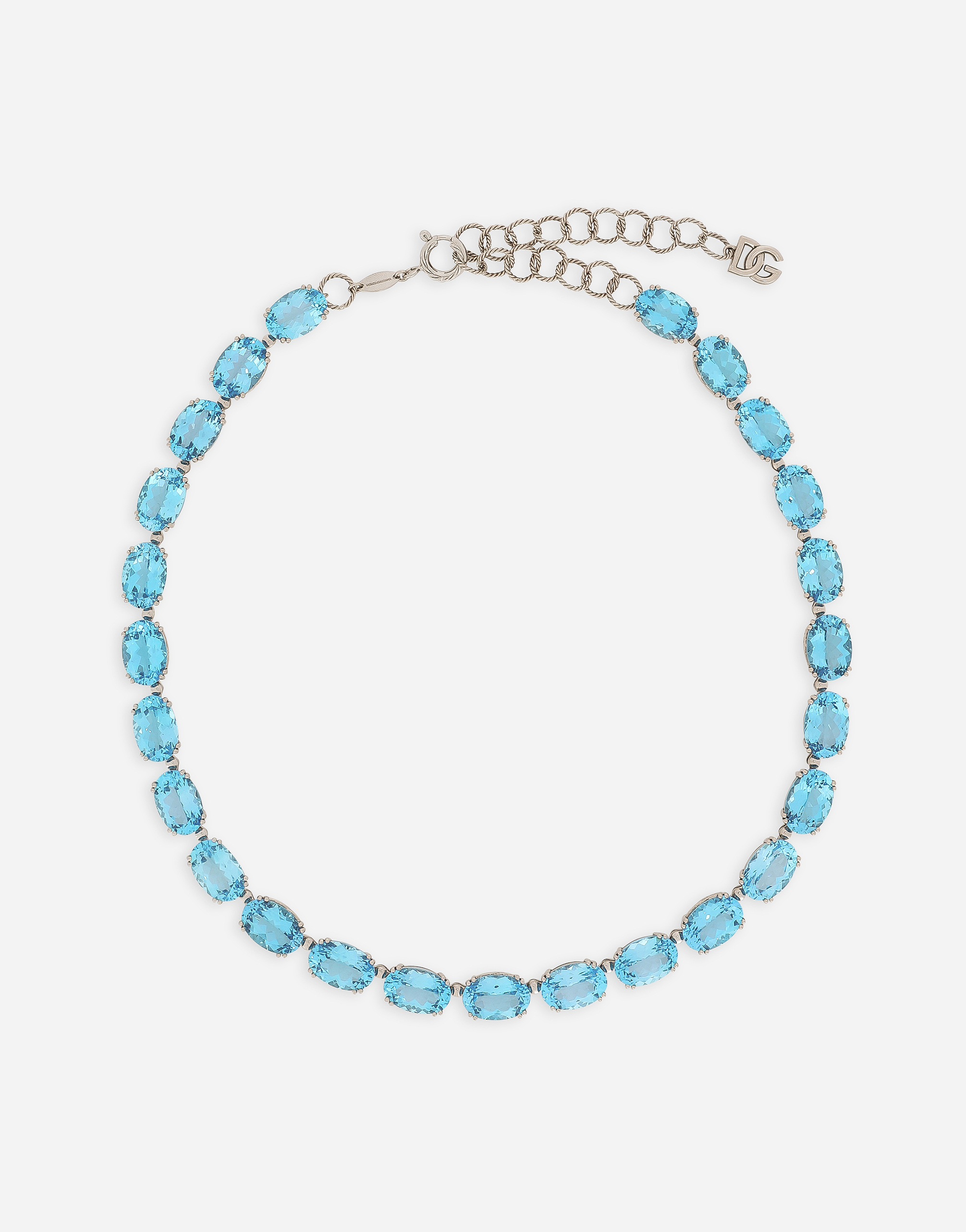 Dolce & Gabbana Anna Necklace In White Gold 18kt With Light Blue Topazes In ホワイト