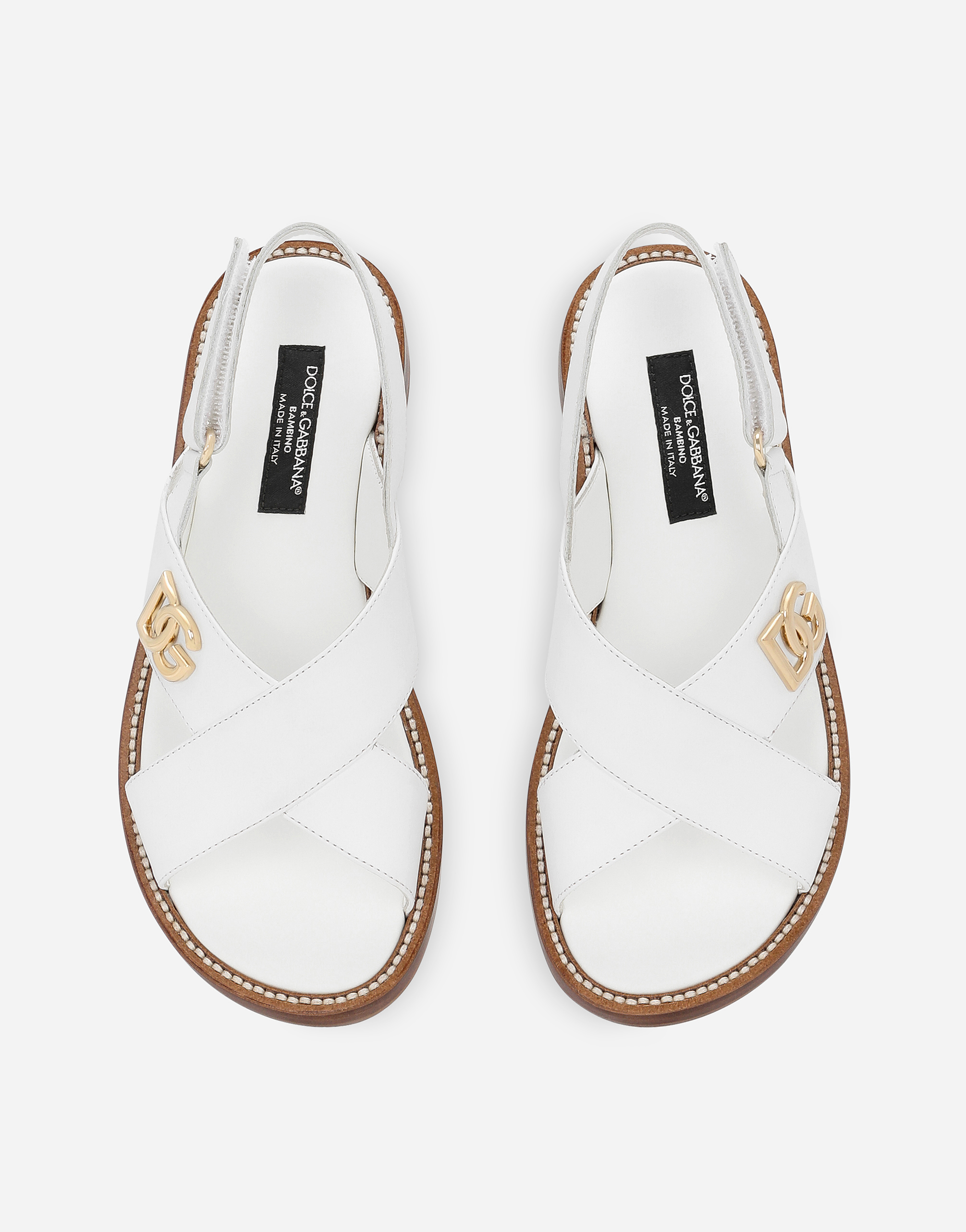 Shop Dolce & Gabbana Calfskin Sandals With Dg Logo In White