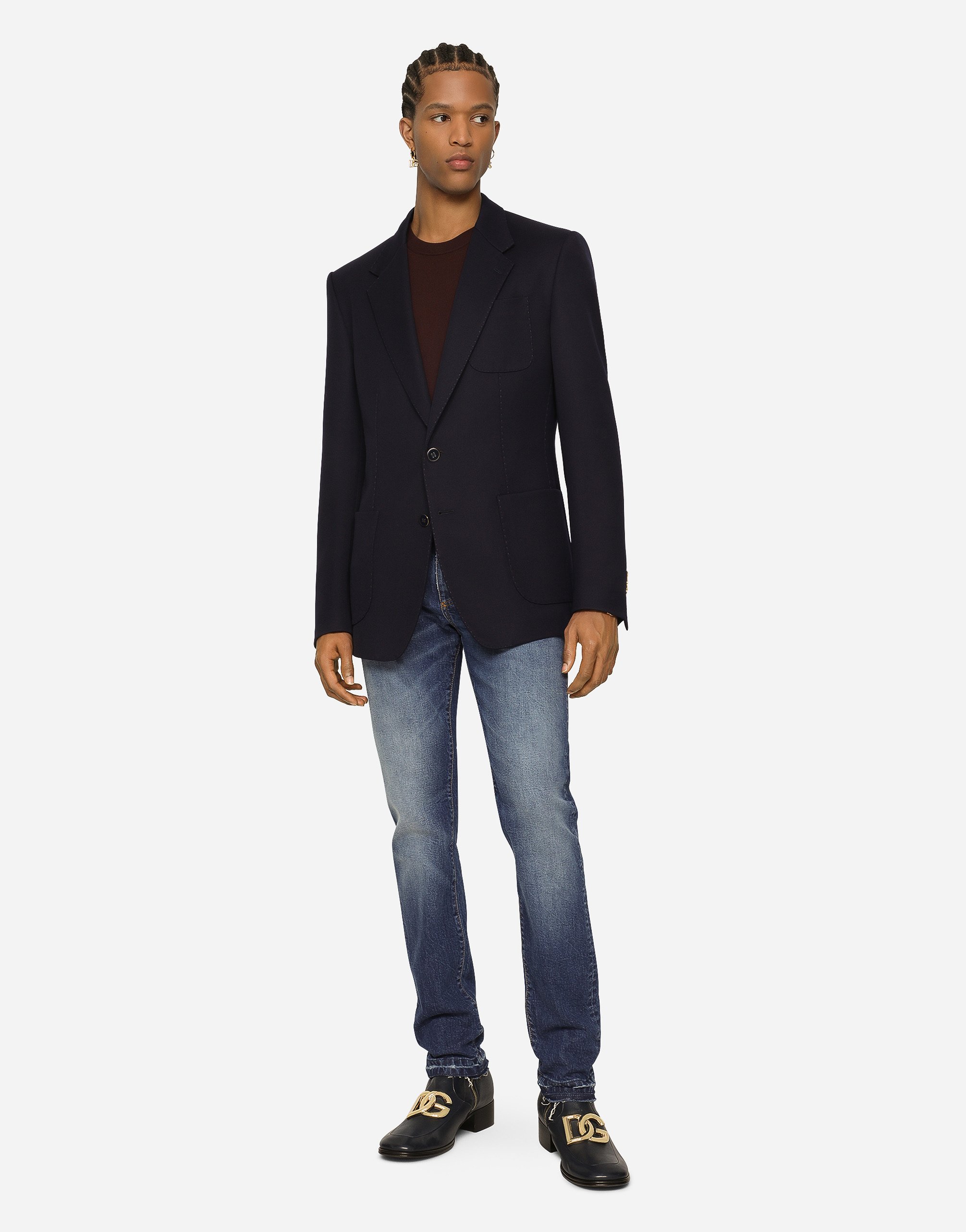 Shop Dolce & Gabbana Single-breasted Stretch Wool Tricotine Jacket In ブルー