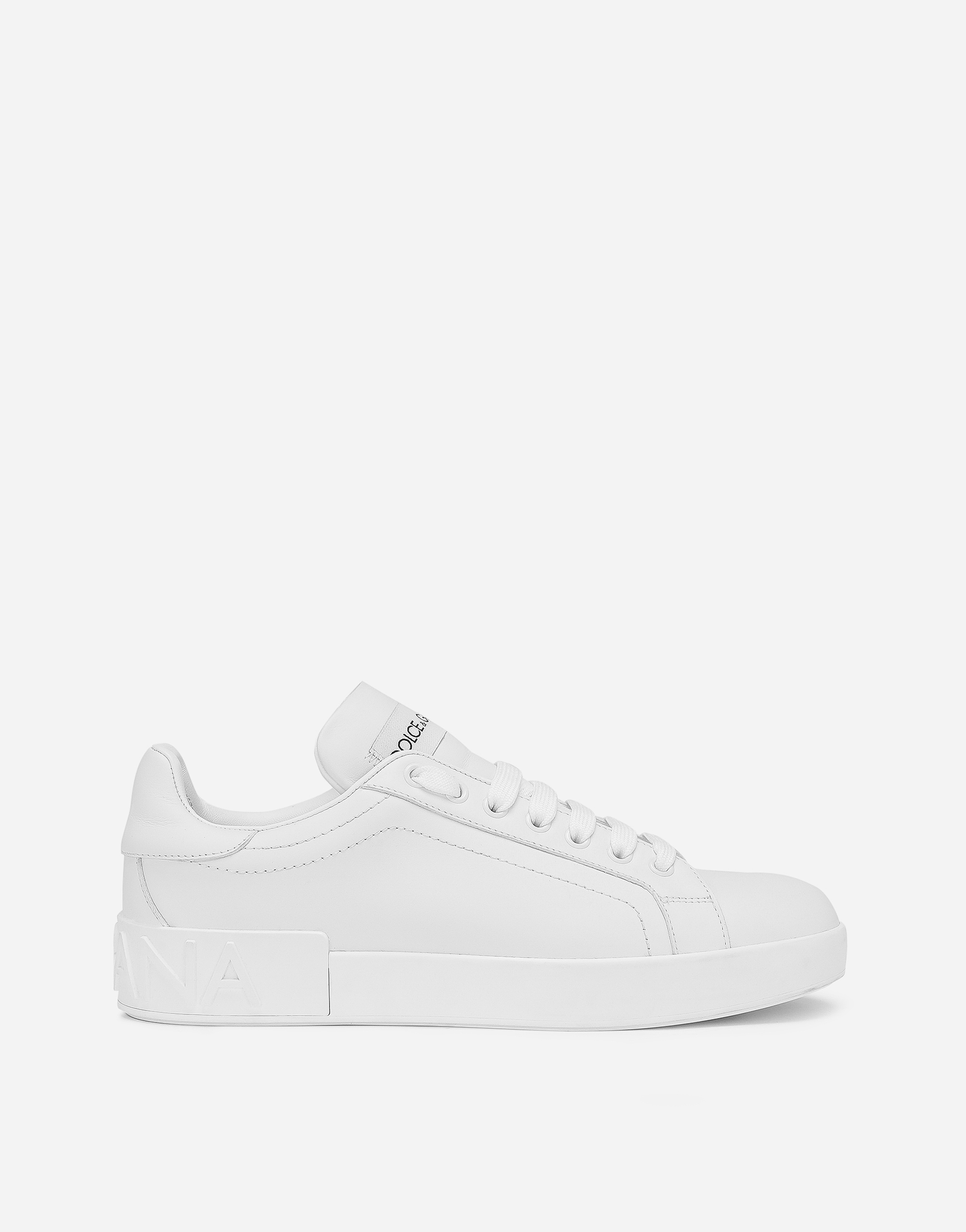 Calfskin Portofino sneakers in White for Women | Dolceu0026Gabbana®