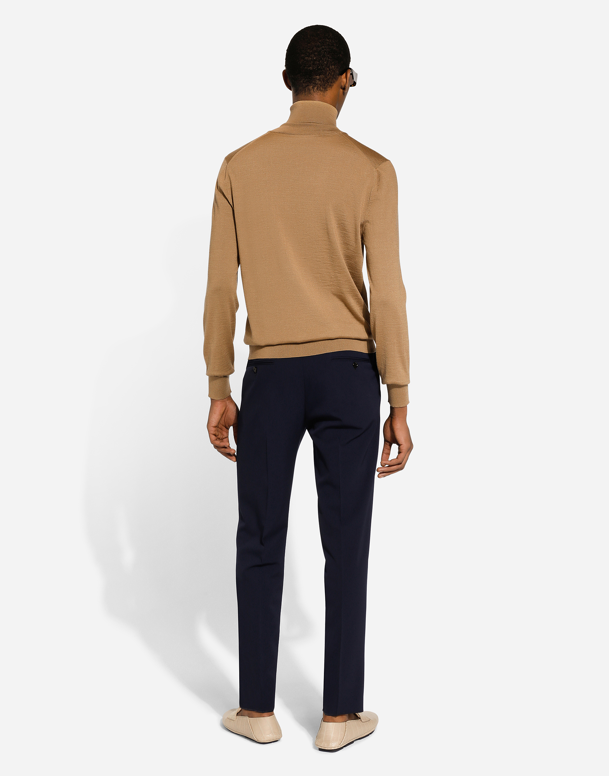 Shop Dolce & Gabbana Cashmere And Silk Turtle-neck Sweater In Beige