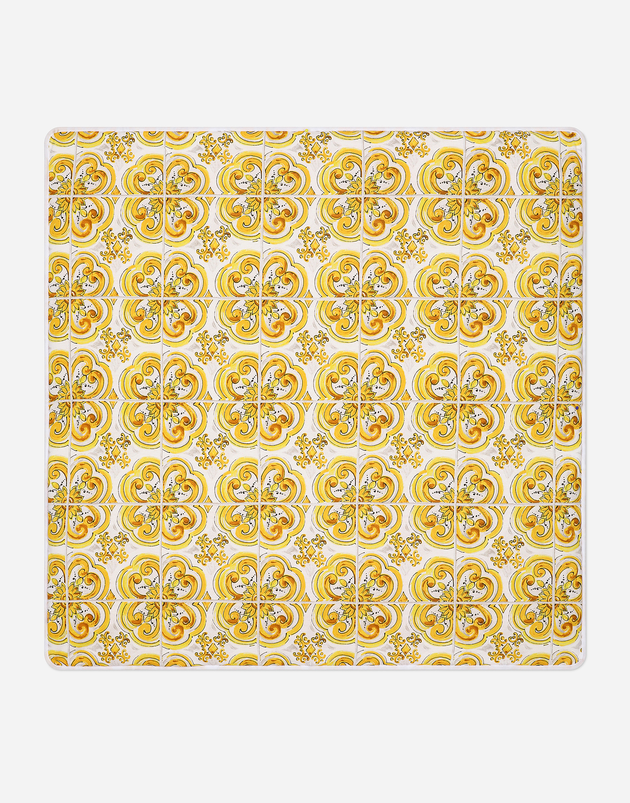 Shop Dolce & Gabbana Jersey Blanket With Yellow Majolica Print In Stampa