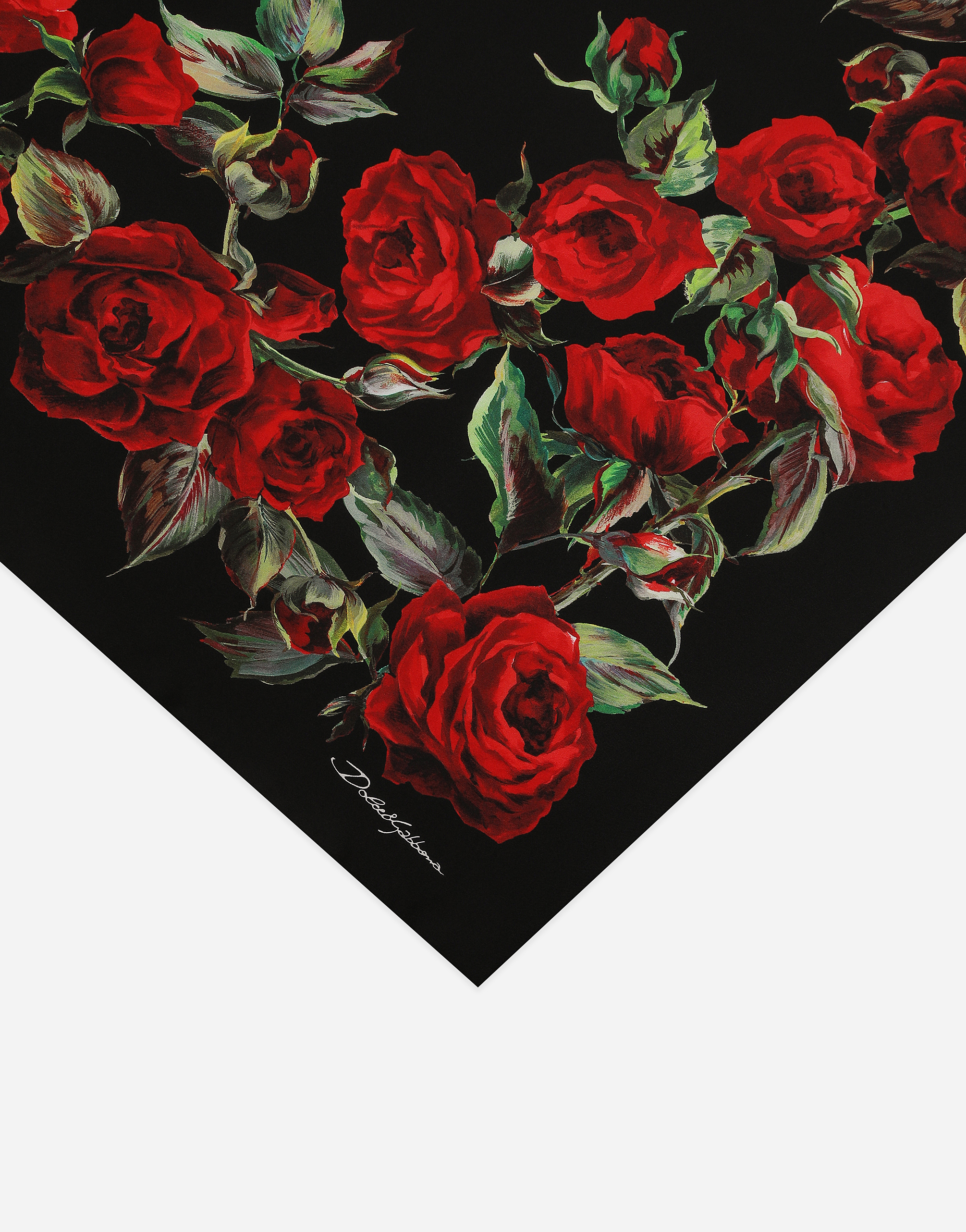 Shop Dolce & Gabbana Red Rose-print Silk Twill Foulard (90x90) In Multicolor