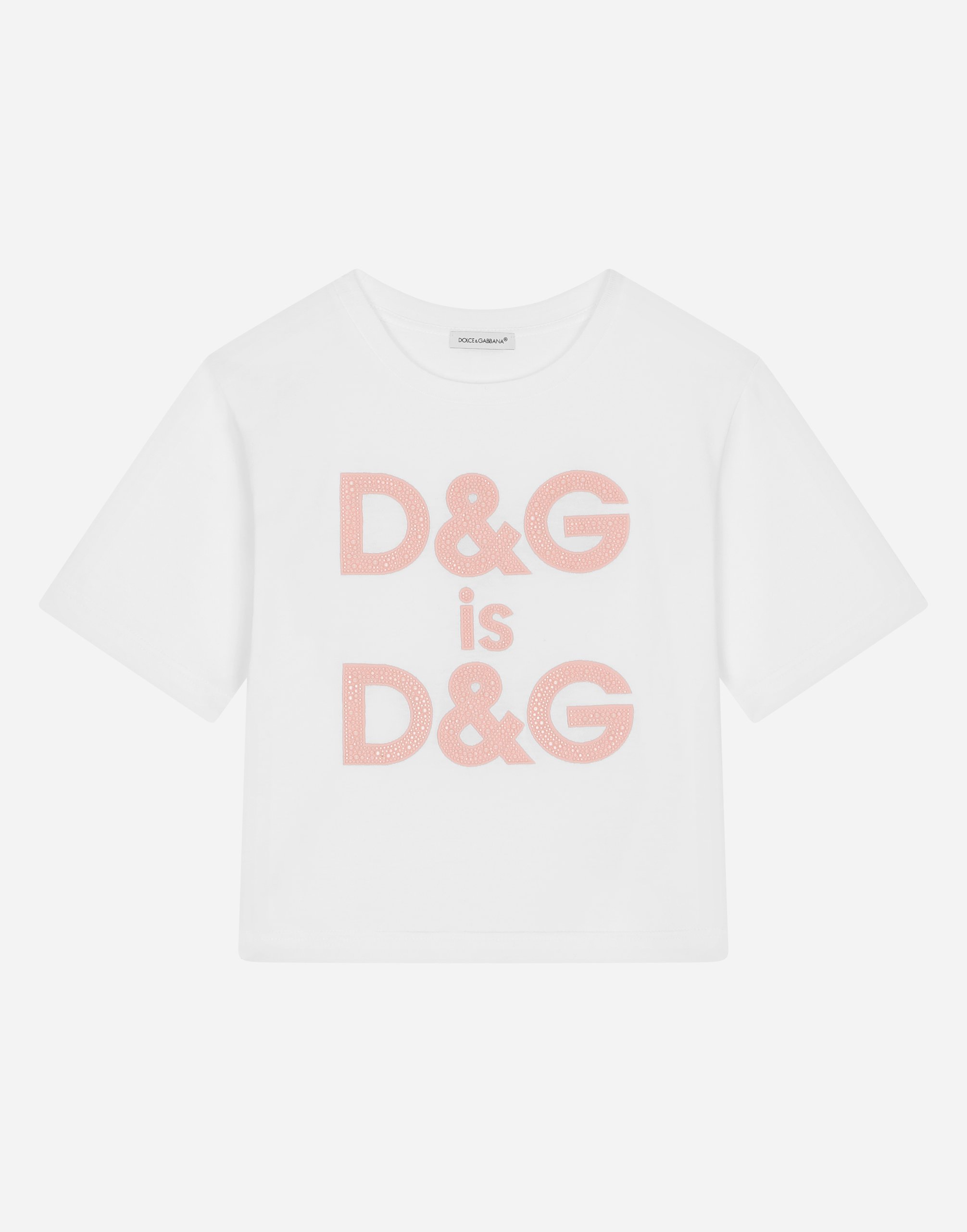 Jersey T-shirt with logo embroidery in White for | Dolce&Gabbana® US