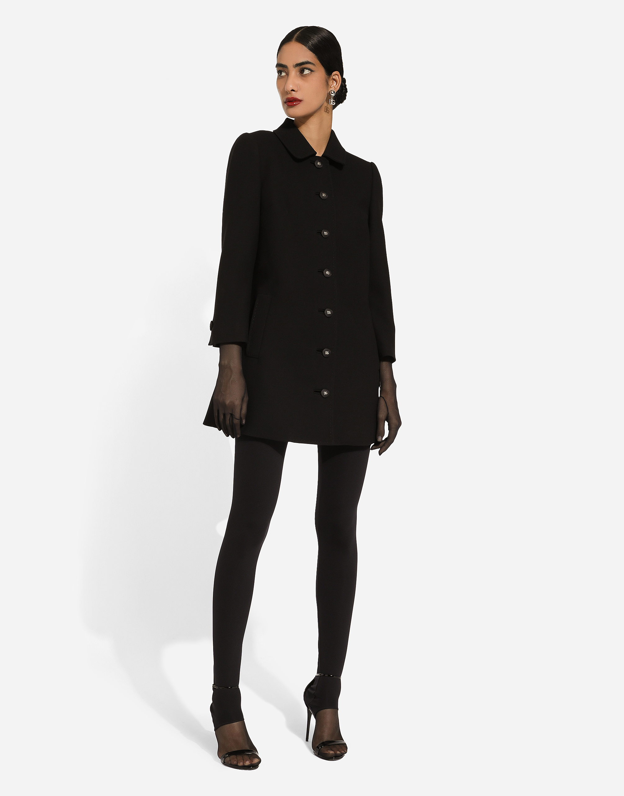 Shop Dolce & Gabbana Short Woolen Coat In Black