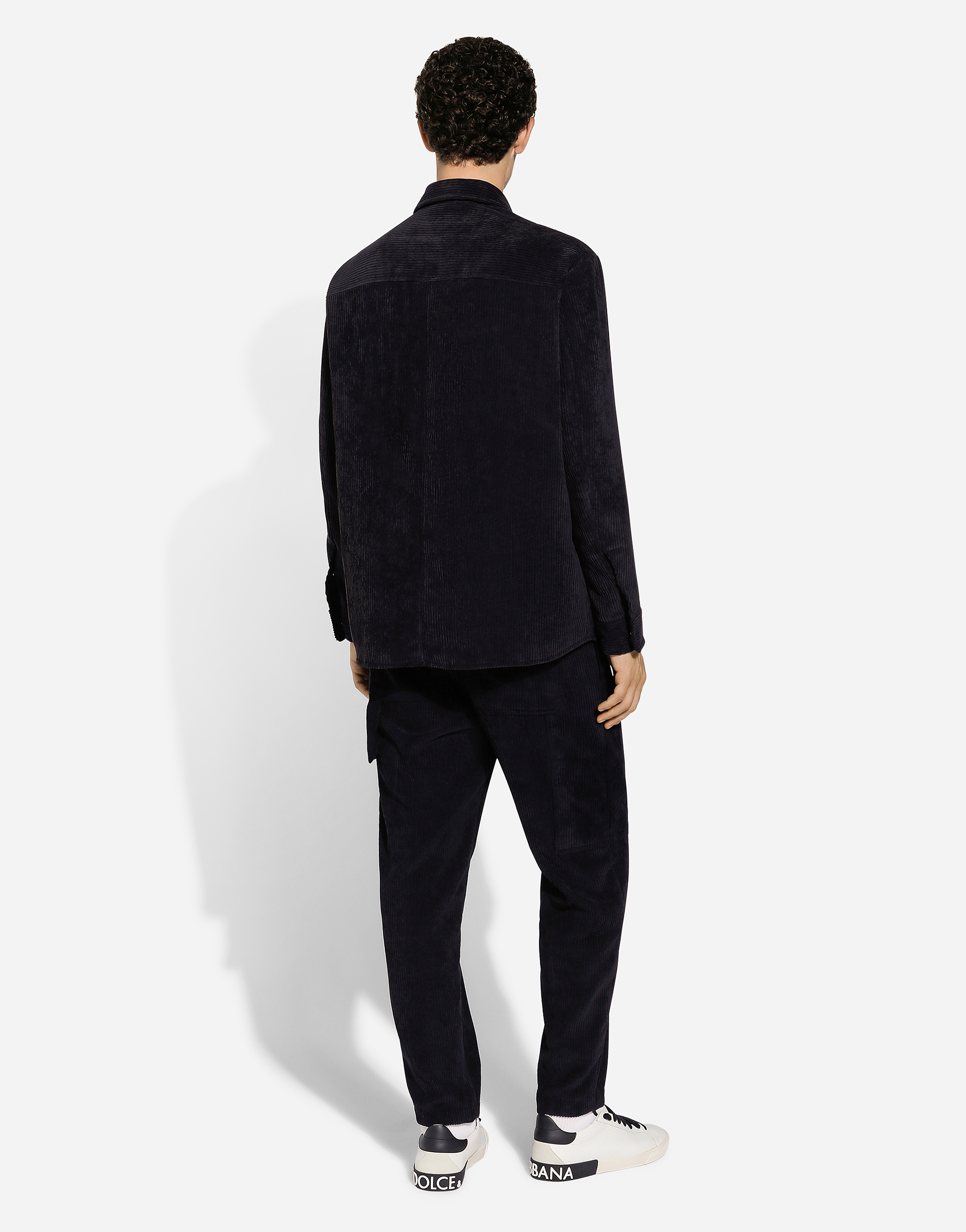 Shop Dolce & Gabbana Lined Corduroy Shirt In Black