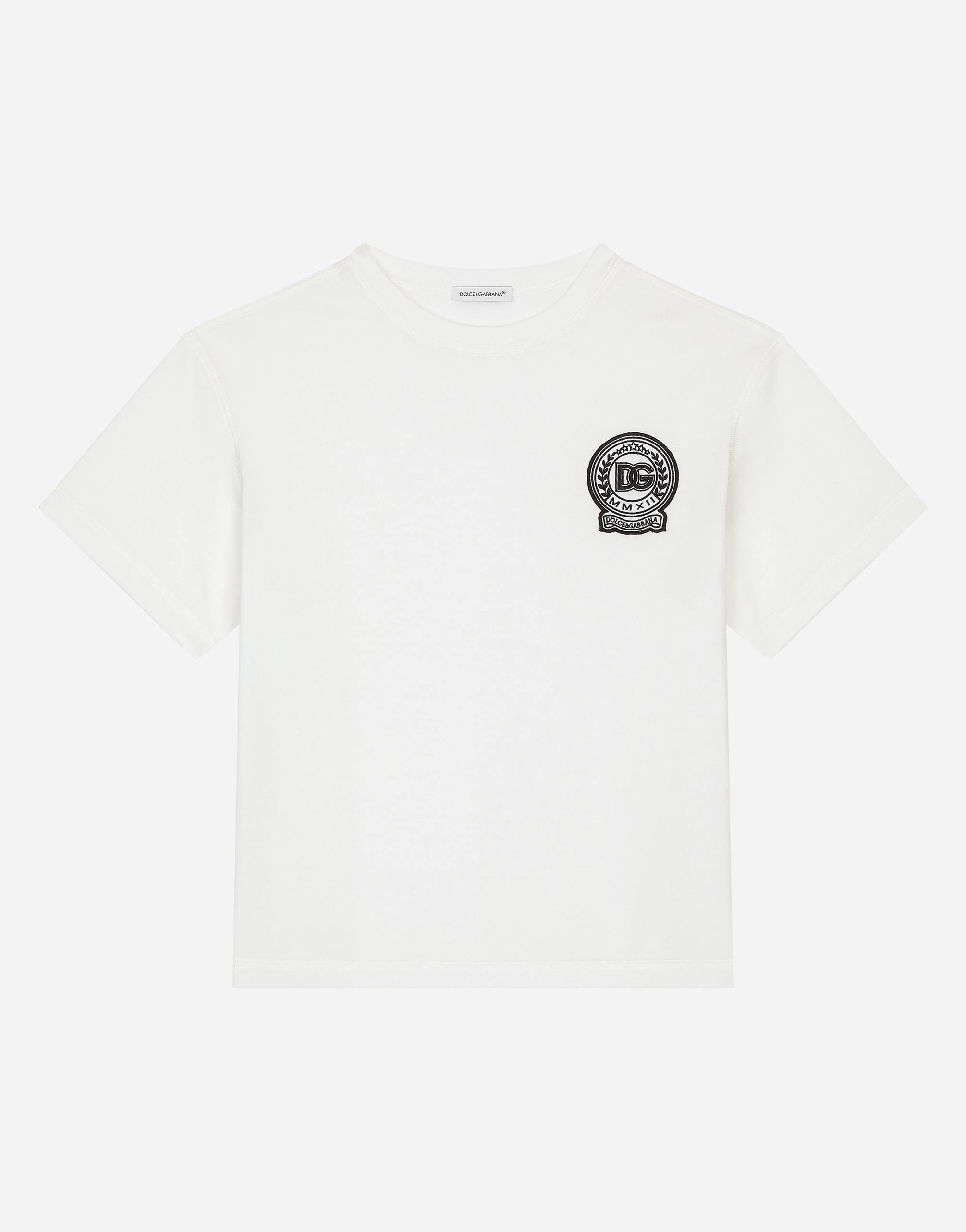 Shop Dolce & Gabbana Jersey T-shirt With Dg Logo In White