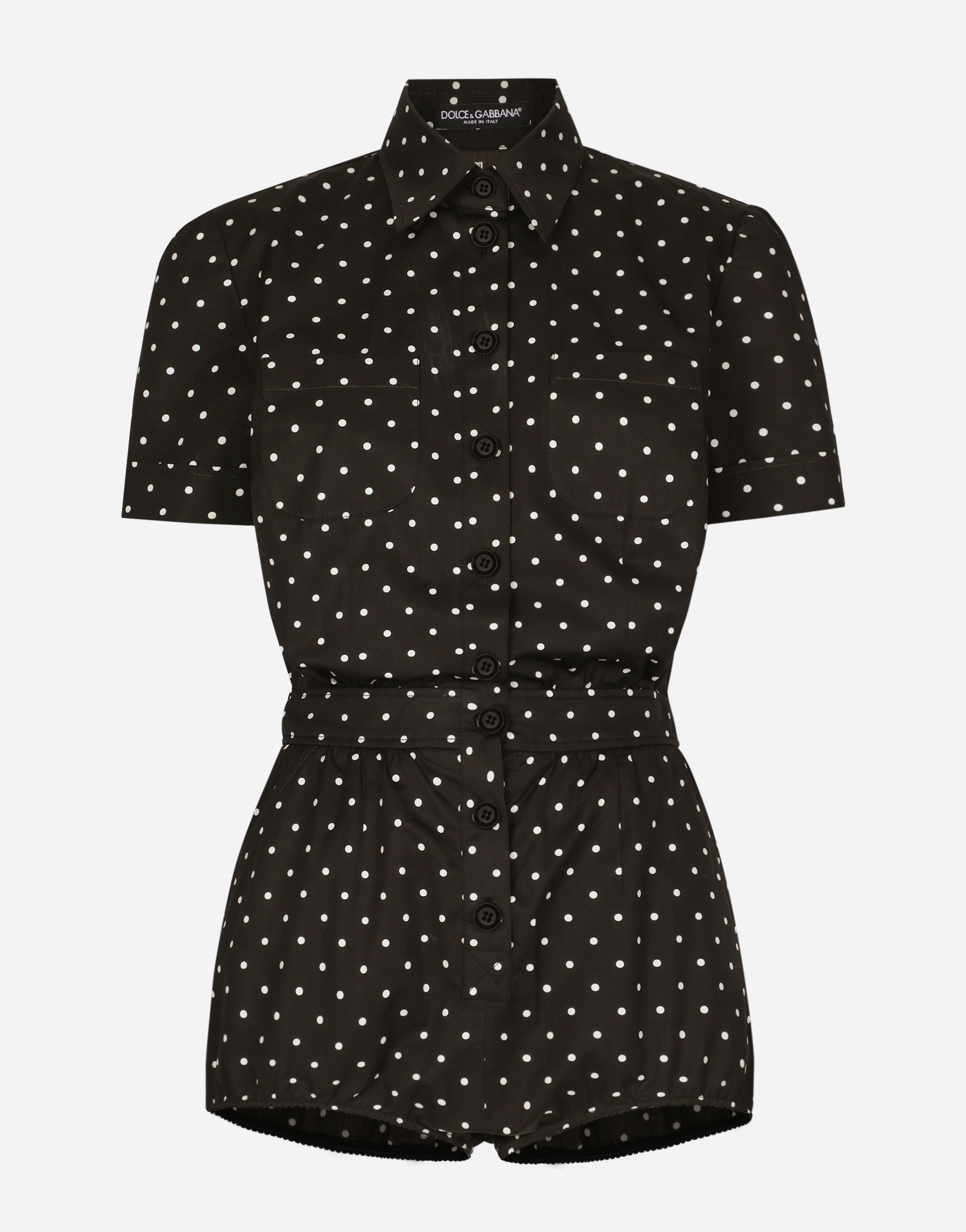 Shop Dolce & Gabbana Cotton Playsuit With Polka-dot Print In プリ