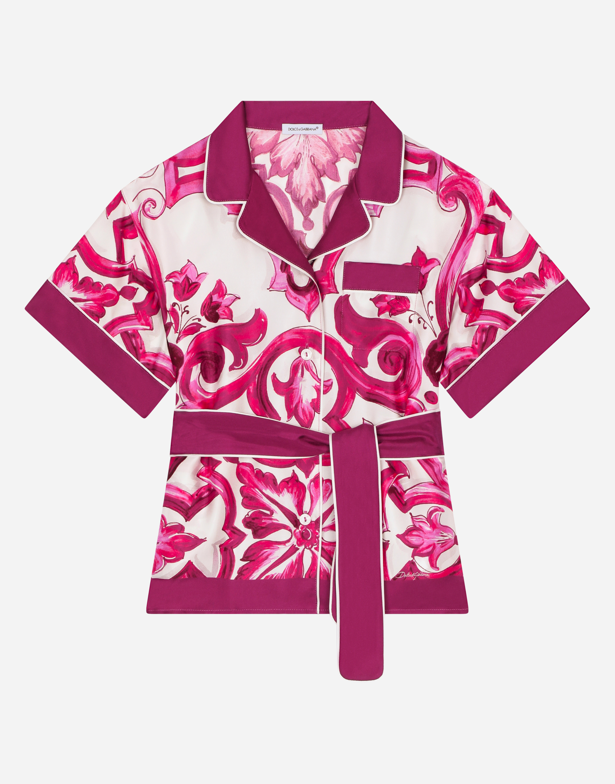 マルチカラーのガールズ Majolica-print twill shirt | Dolce&Gabbana®