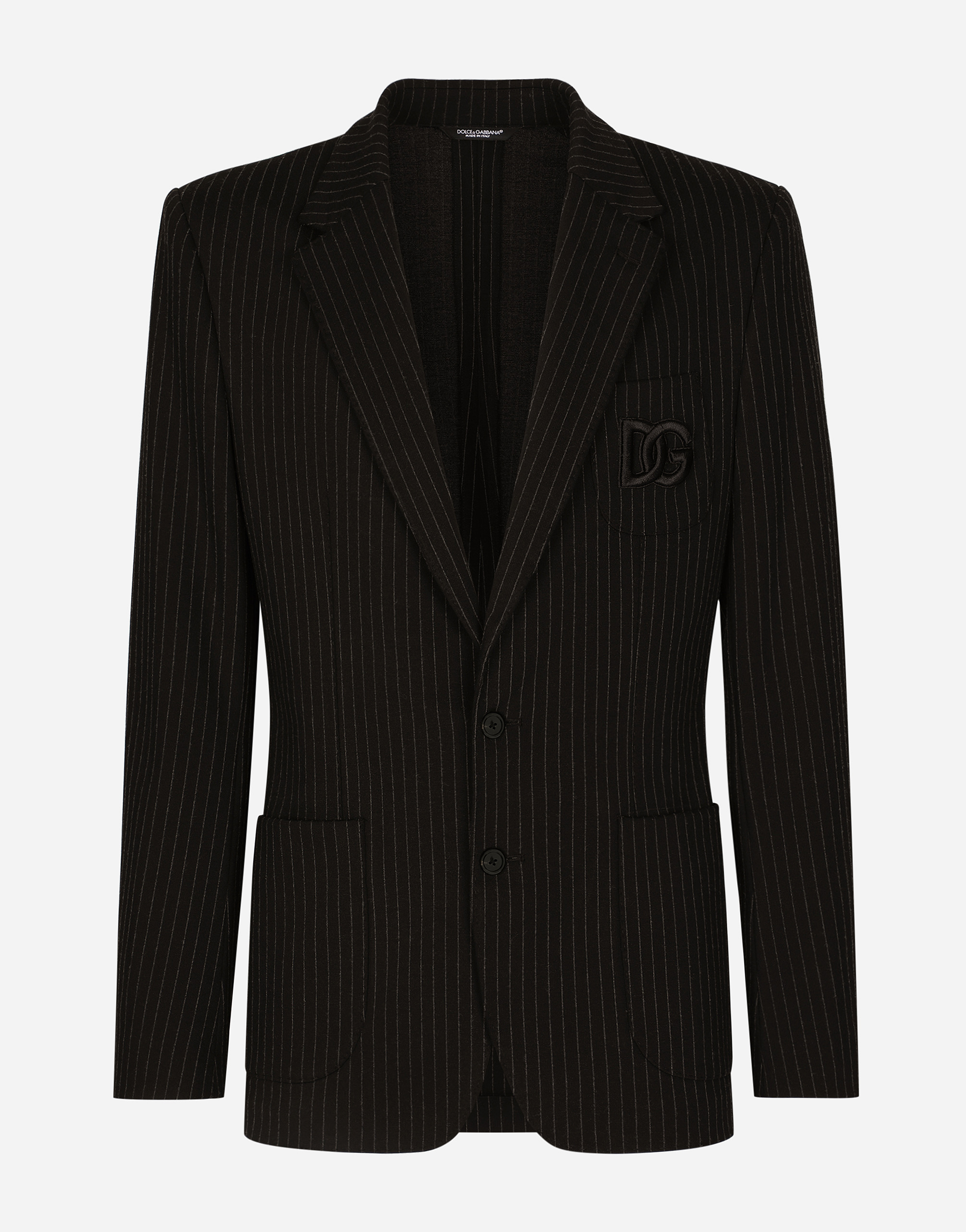 Shop Dolce & Gabbana Pinstripe Stretch Jersey Portofino Jacket In Multicolor