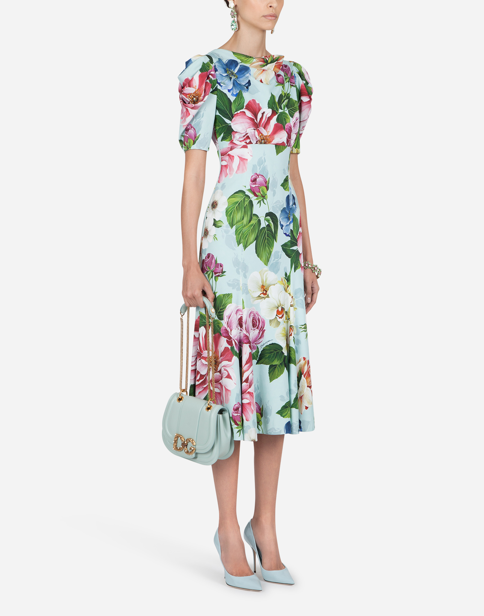 Abito Stampa Fiori Abbigliamento Donna Dolce Gabbana