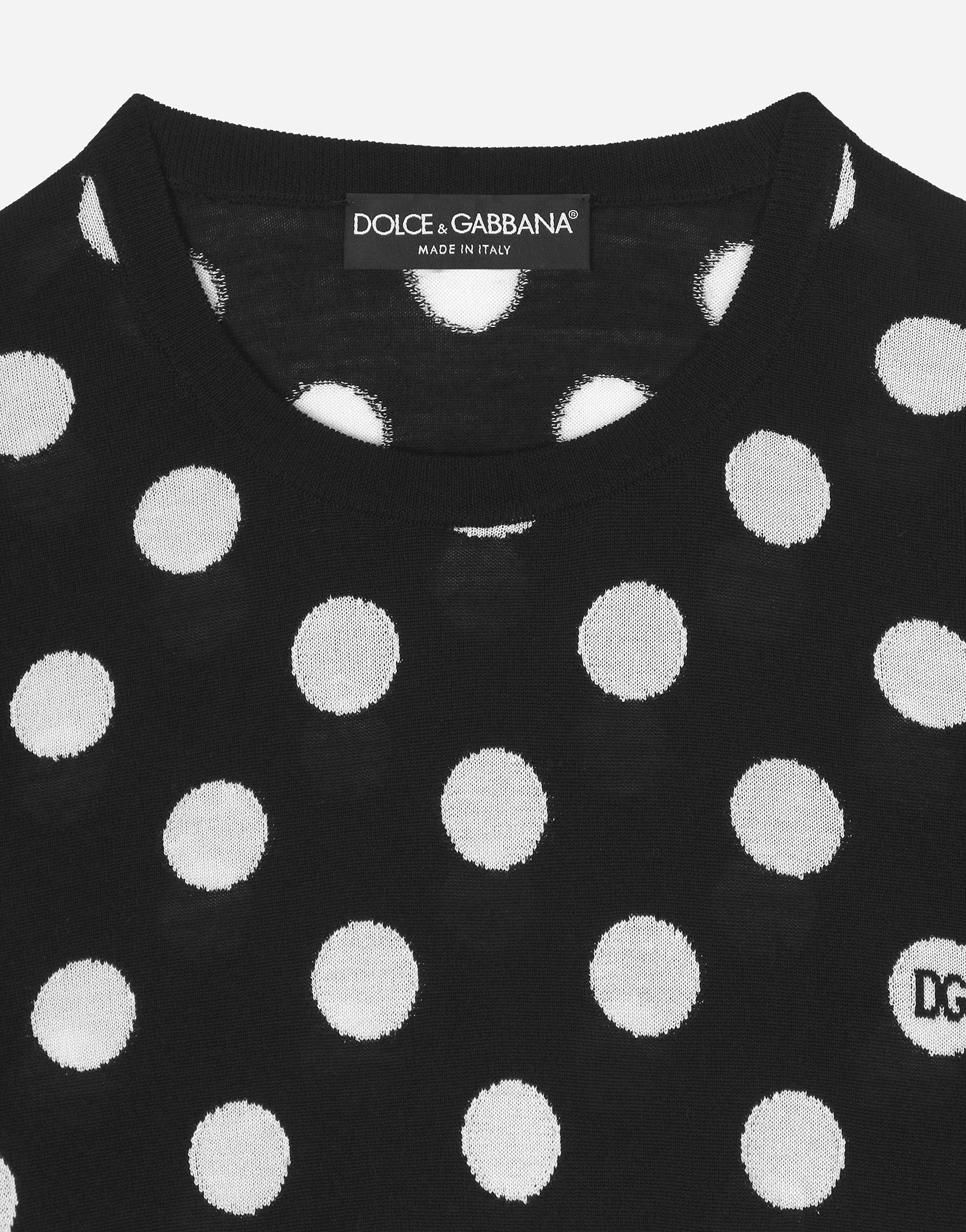 Shop Dolce & Gabbana Wool And Silk Tank Top With Polka-dot Inlay In プリ