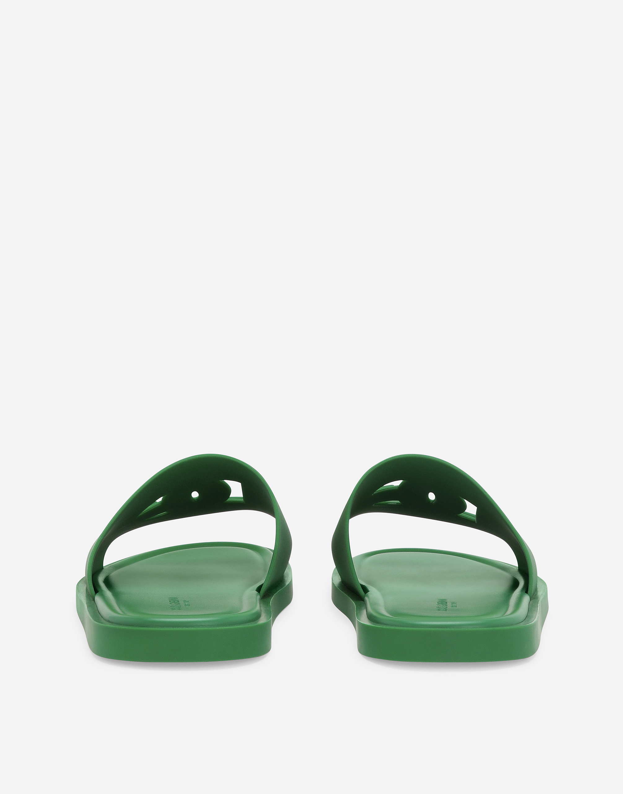 Shop Dolce & Gabbana Rubber Beachwear Sliders In Verde