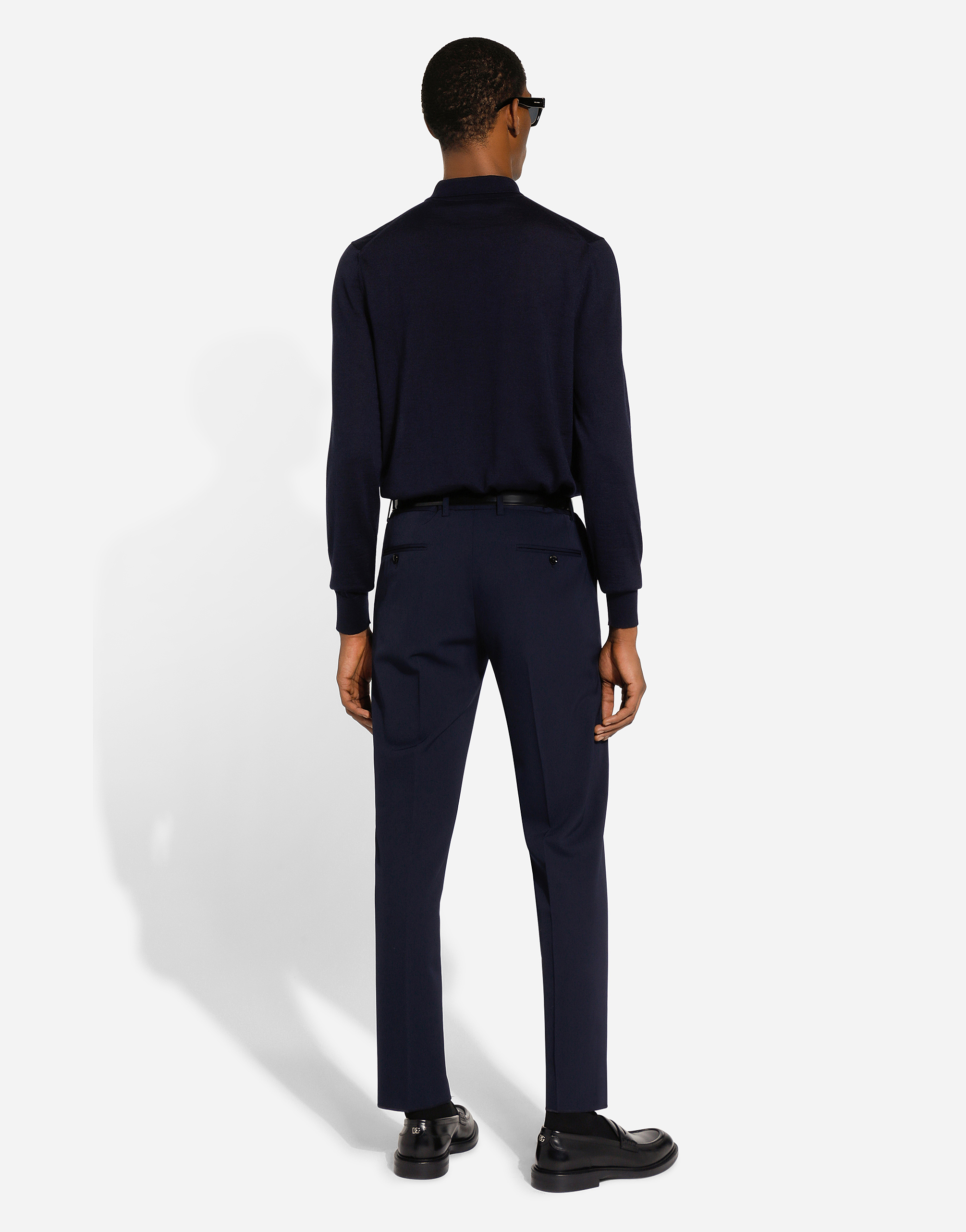 Shop Dolce & Gabbana Cashmere And Silk Polo-shirt In Blue