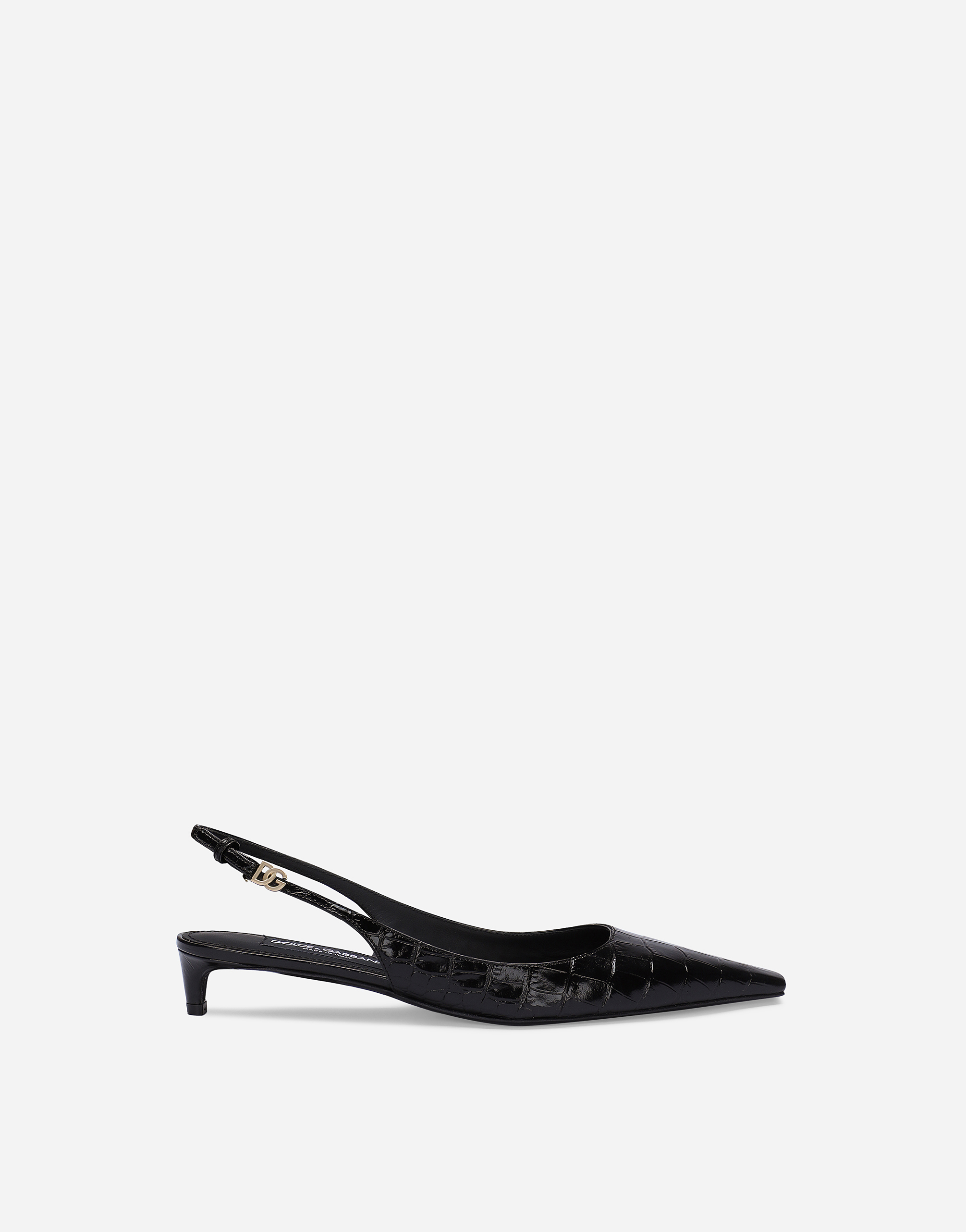 Shop Dolce & Gabbana Crocodile-print Calfskin Slingbacks In Black