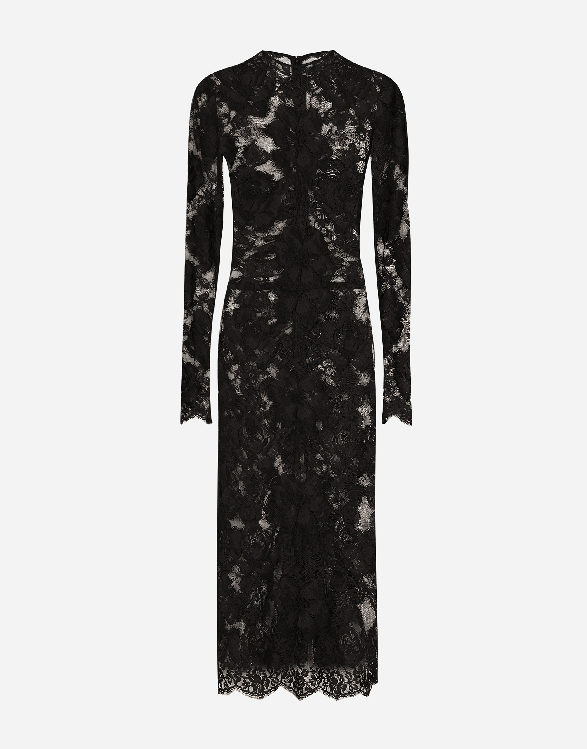 Shop Dolce & Gabbana Calf-length Floral Lace Dress In ブラック