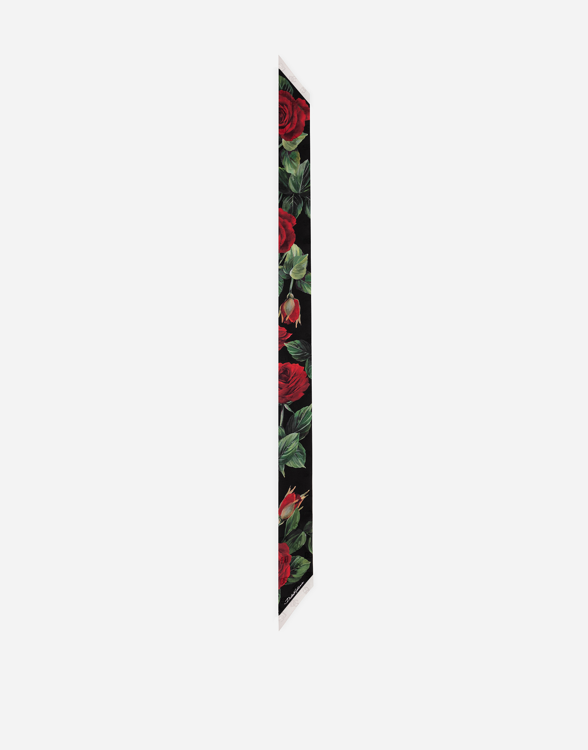 Shop Dolce & Gabbana Jacquard Twill Headscarf With Dg Log And Rose Print (6x100)