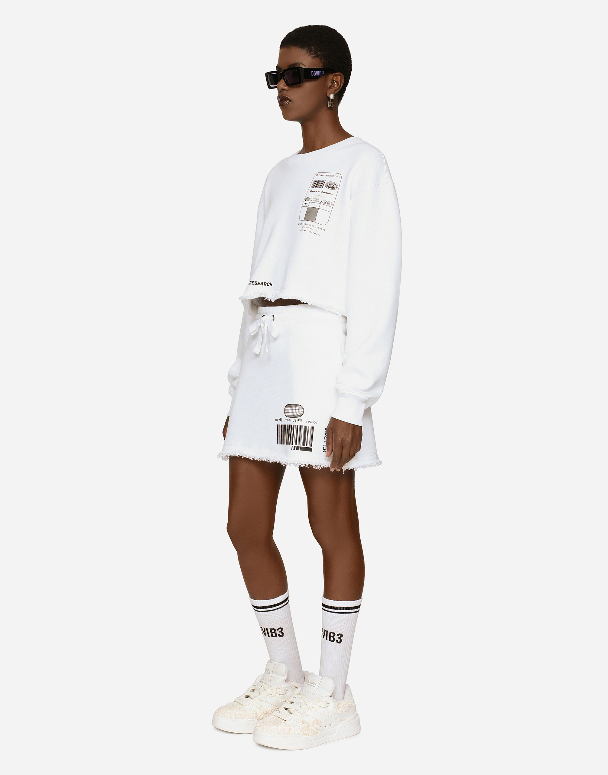 ホワイトのウィメンズ Short cotton jersey skirt DGVIB3 | Dolce&Gabbana®