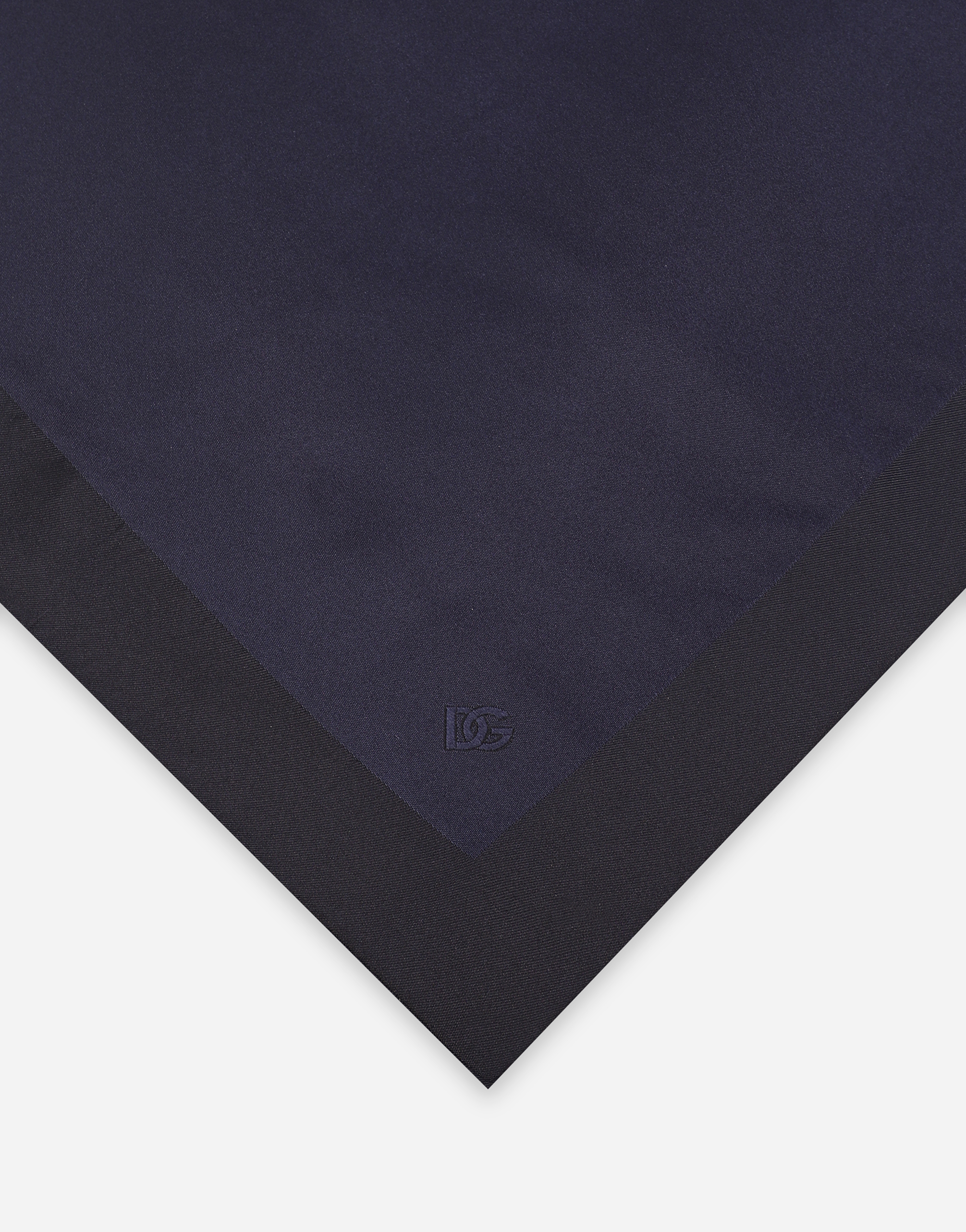 Shop Dolce & Gabbana Silk Pocket Square With Dg Logo Embroidery In Blue