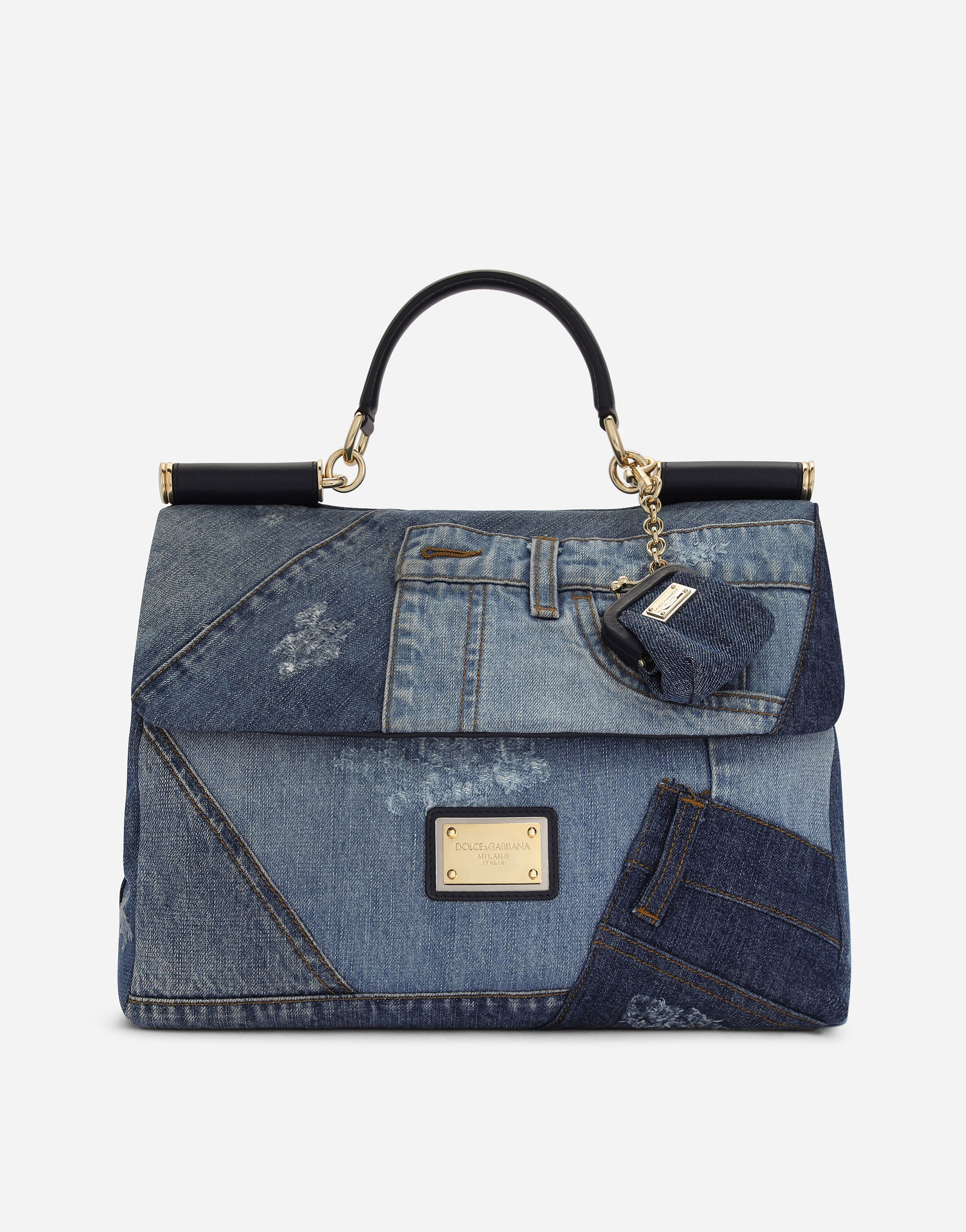 Dolce Gabbana Large Patchwork Denim Sicily Soft Bag ModeSens