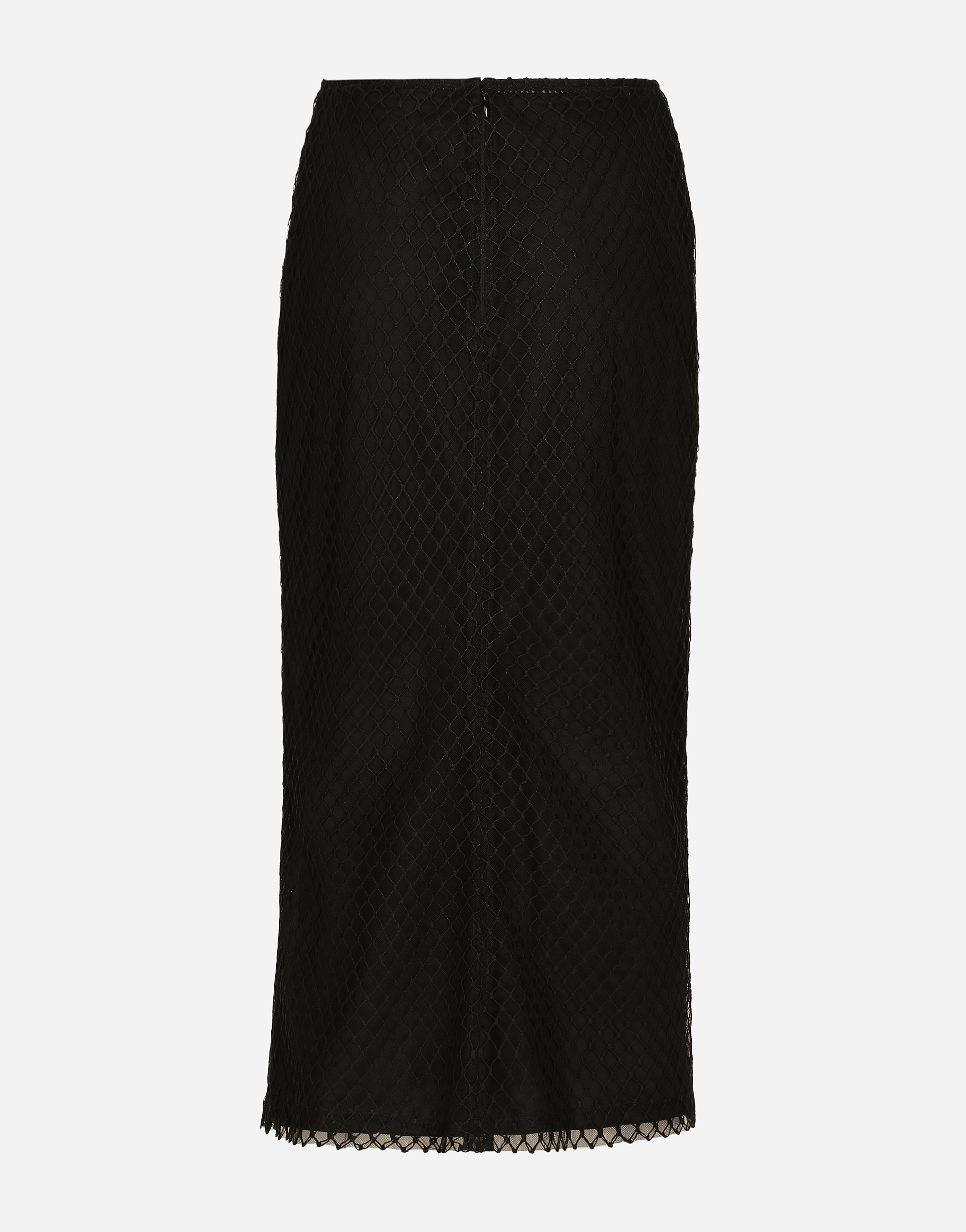 Shop Dolce & Gabbana Mesh Calf-length Pencil Skirt In Black