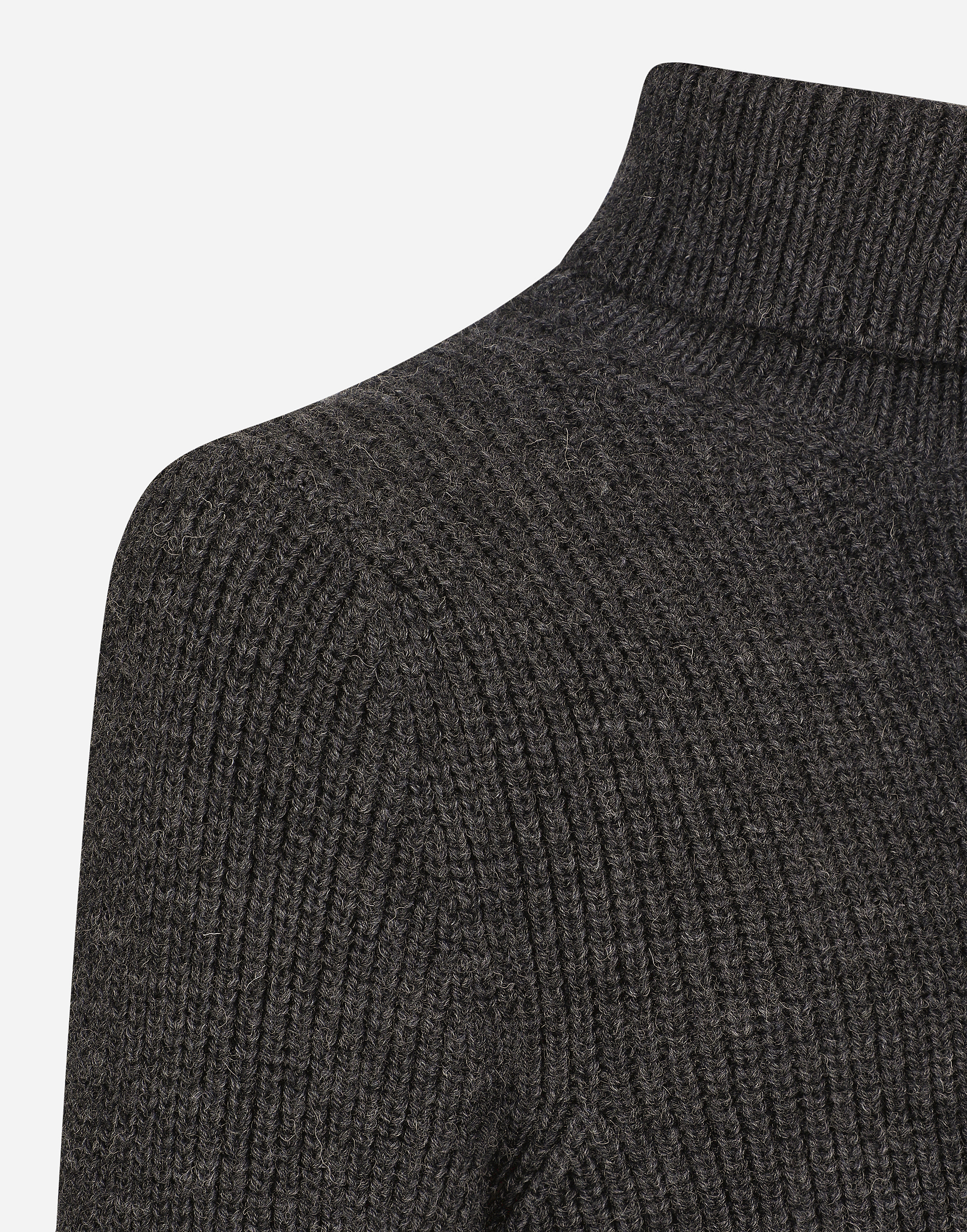 Shop Dolce & Gabbana Wool Fisherman's Rib-knit Turtle-neck Sweater In Grey