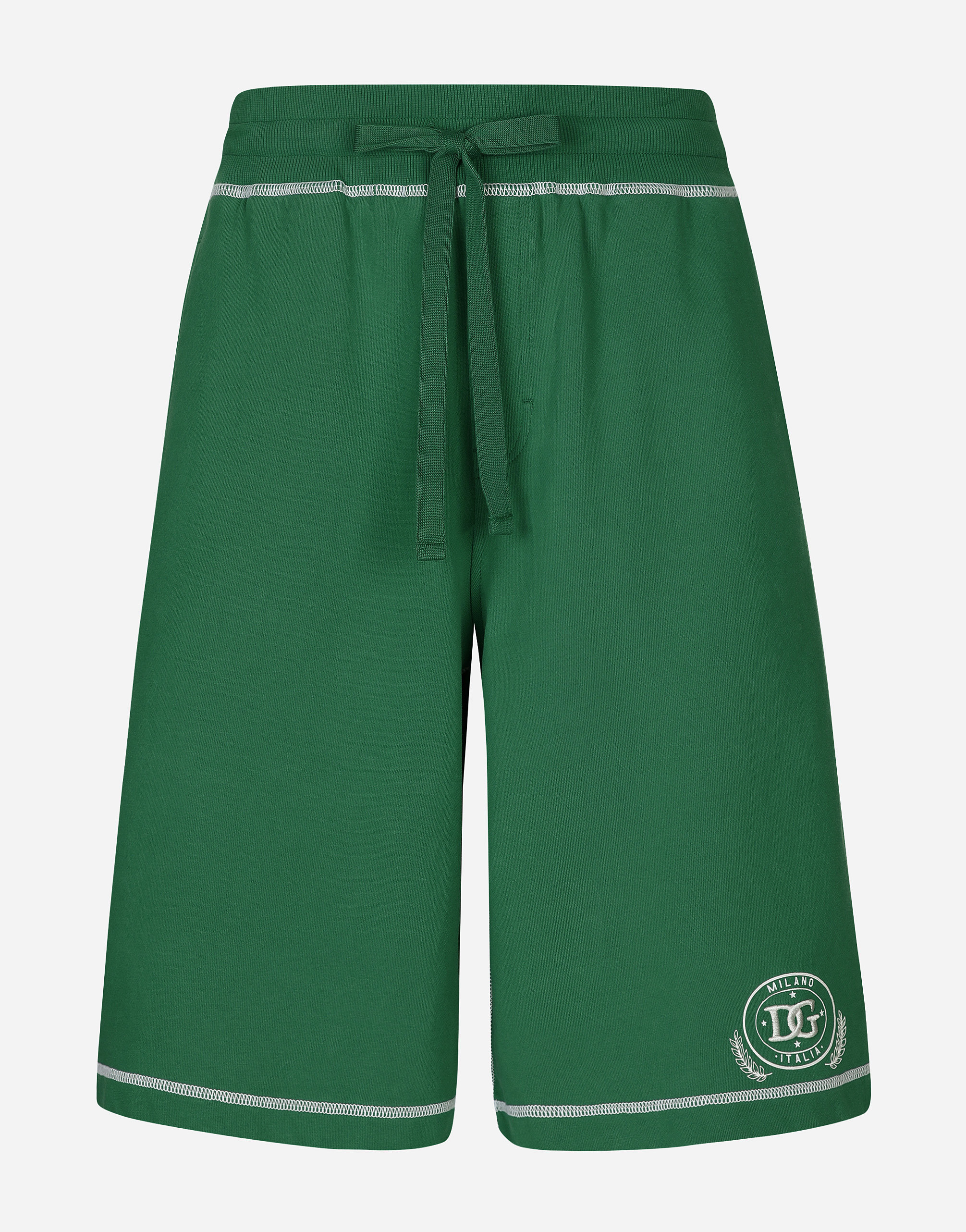 Shop Dolce & Gabbana Jogging Shorts With Embroidered Logo In グリーン