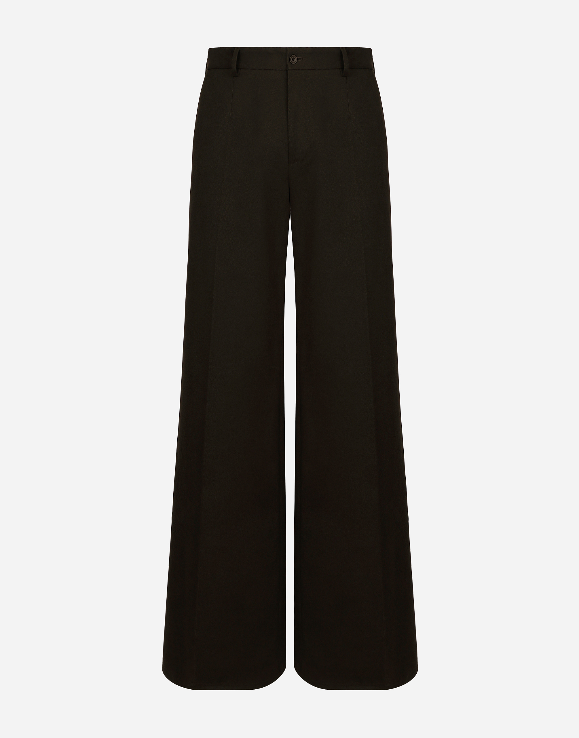 ブラウンのメンズ Wide-leg stretch cotton pants | Dolce&Gabbana®