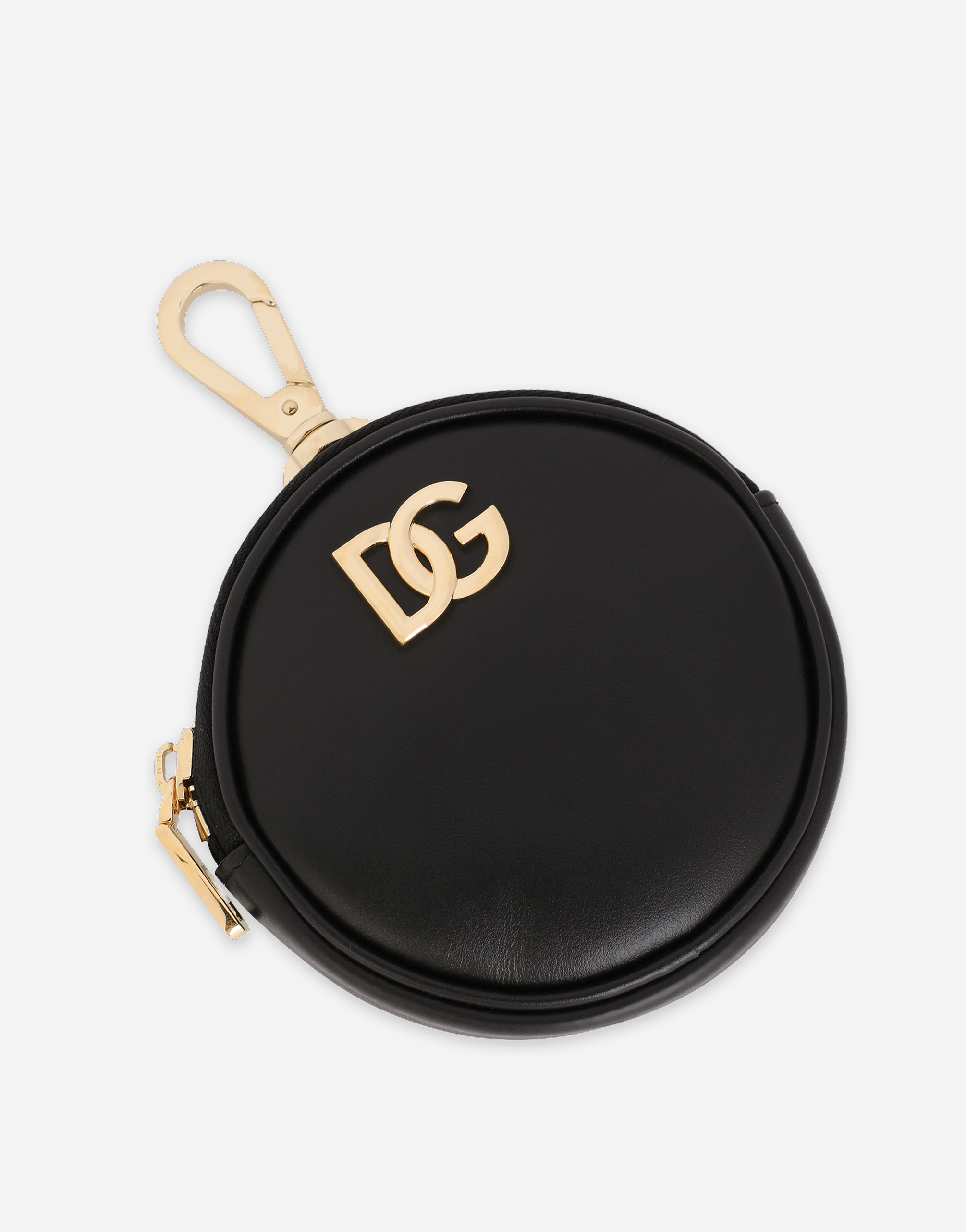 Calfskin coin pocket with DG logo in Black for