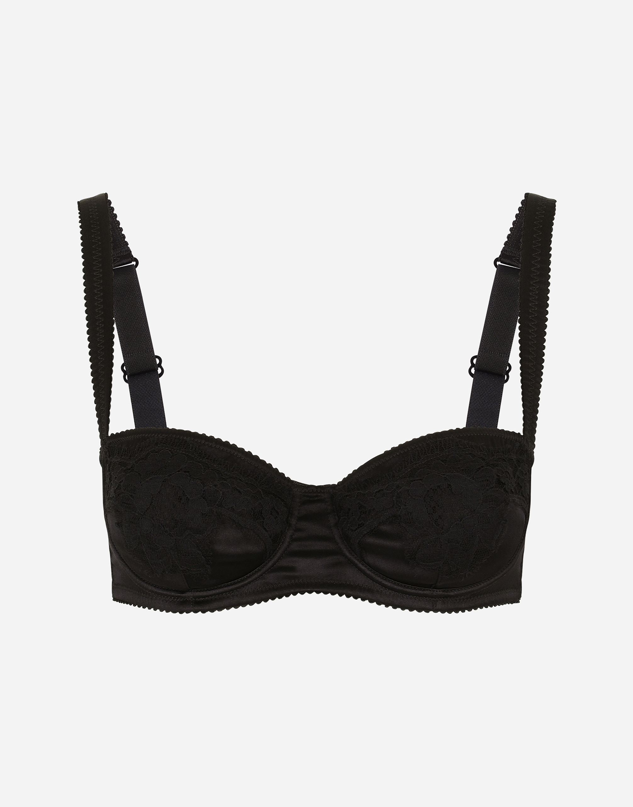 Satin balconette bra with lace detailing