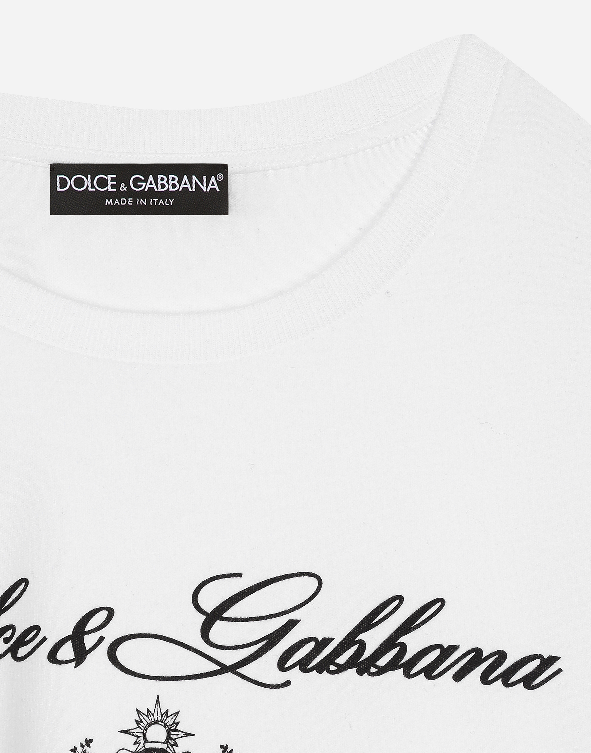 Shop Dolce & Gabbana Jersey T-shirt With Dolce&gabbana Logo Lettering In ホワイト