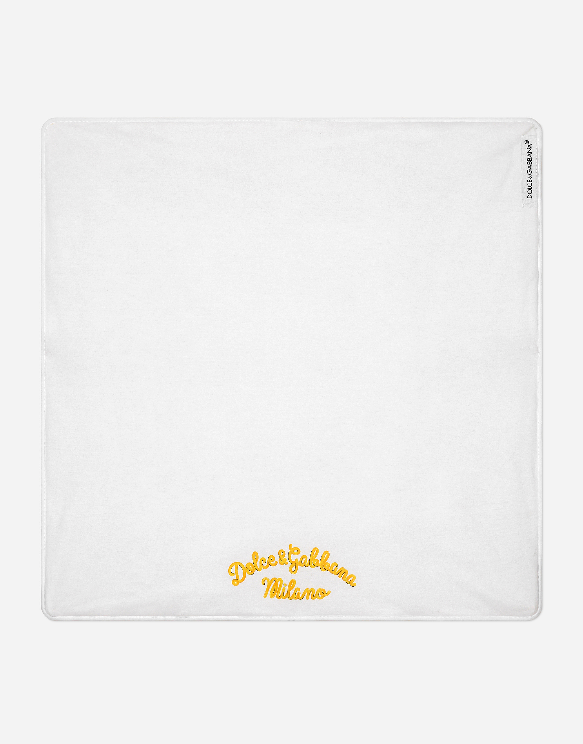 Shop Dolce & Gabbana Jersey Blanket With Yellow Majolica Print In Stampa