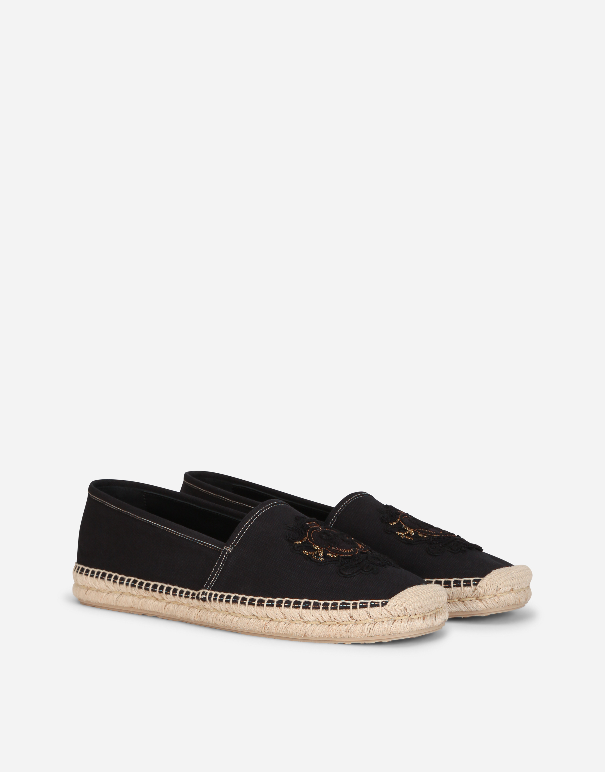 Canvas espadrilles with coat of arms embroidery in BLACK for Men