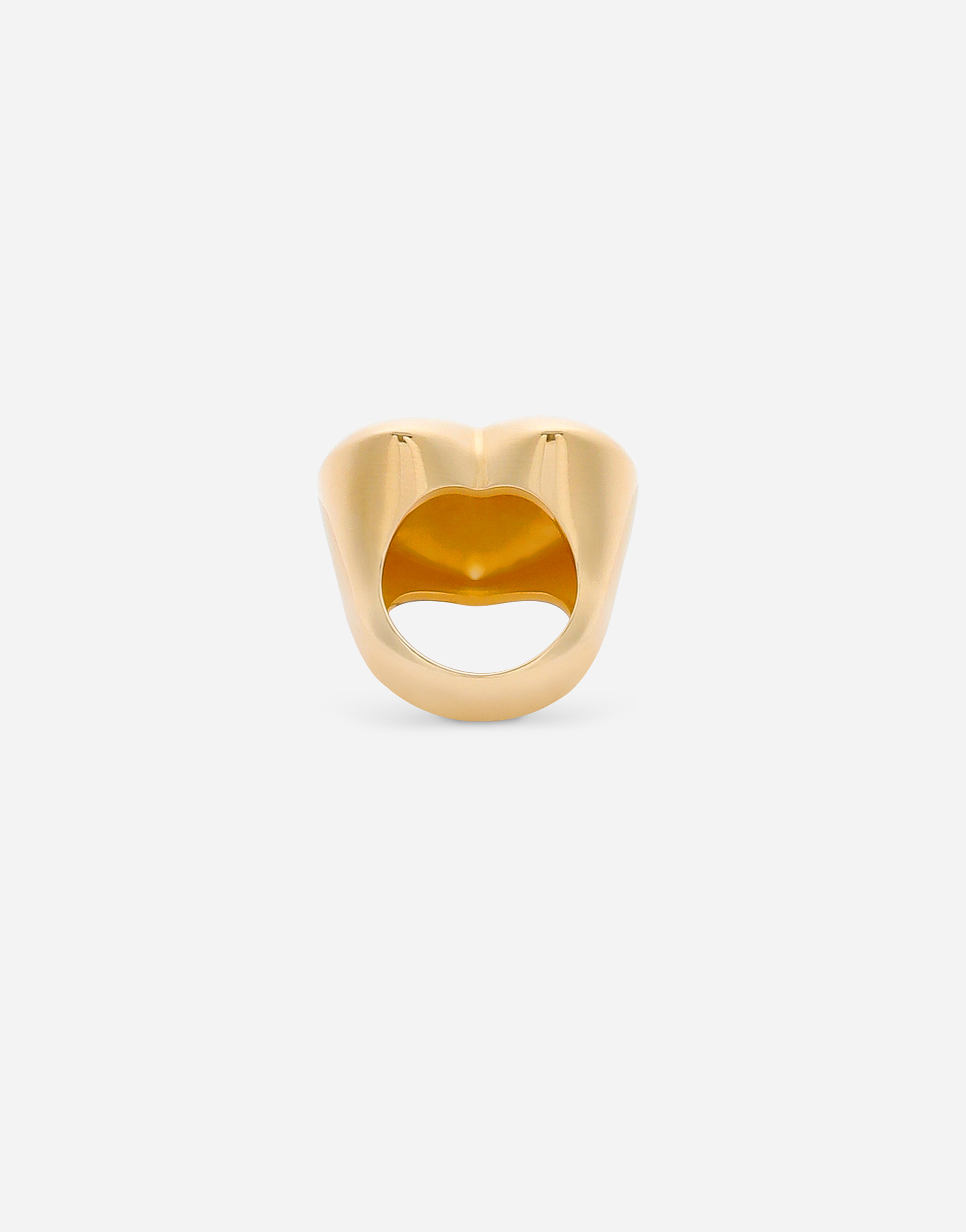 Shop Dolce & Gabbana Heart Ring With Embossed Dg Logo In Gold