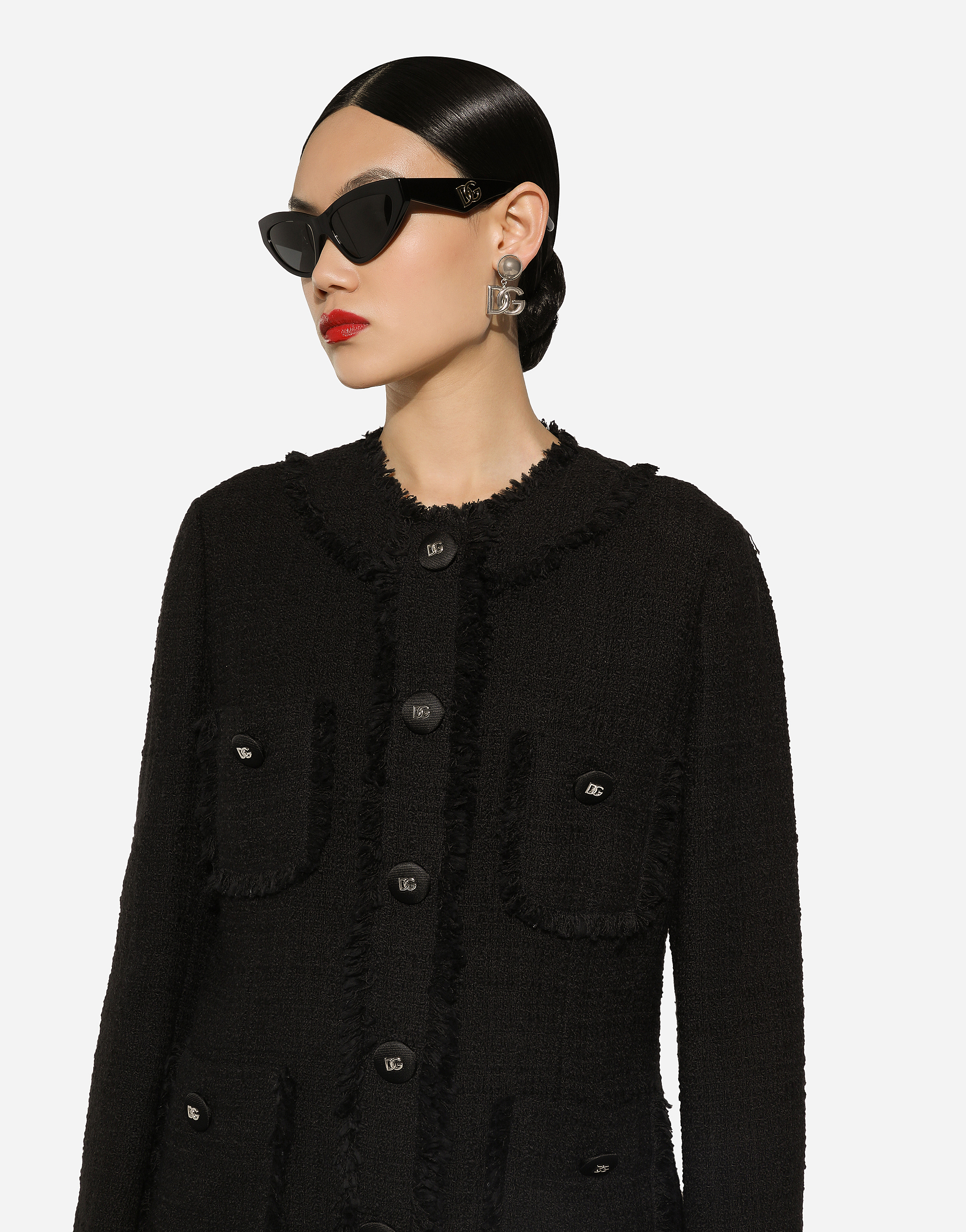 Shop Dolce & Gabbana Single-breasted Tweed Jacket In Black