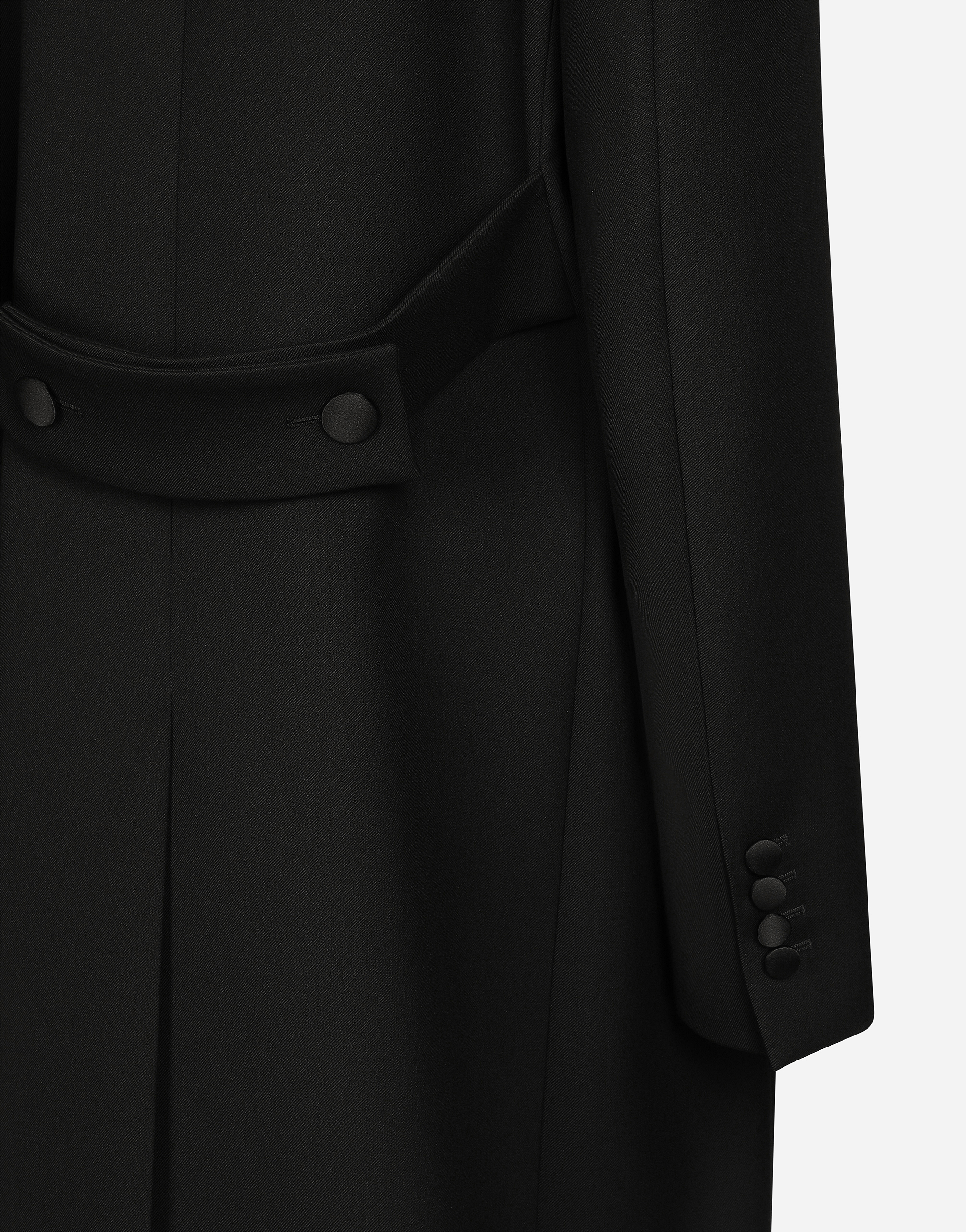 Shop Dolce & Gabbana Long Double-breasted Tuxedo Coat In Double Wool Gabardine In Black