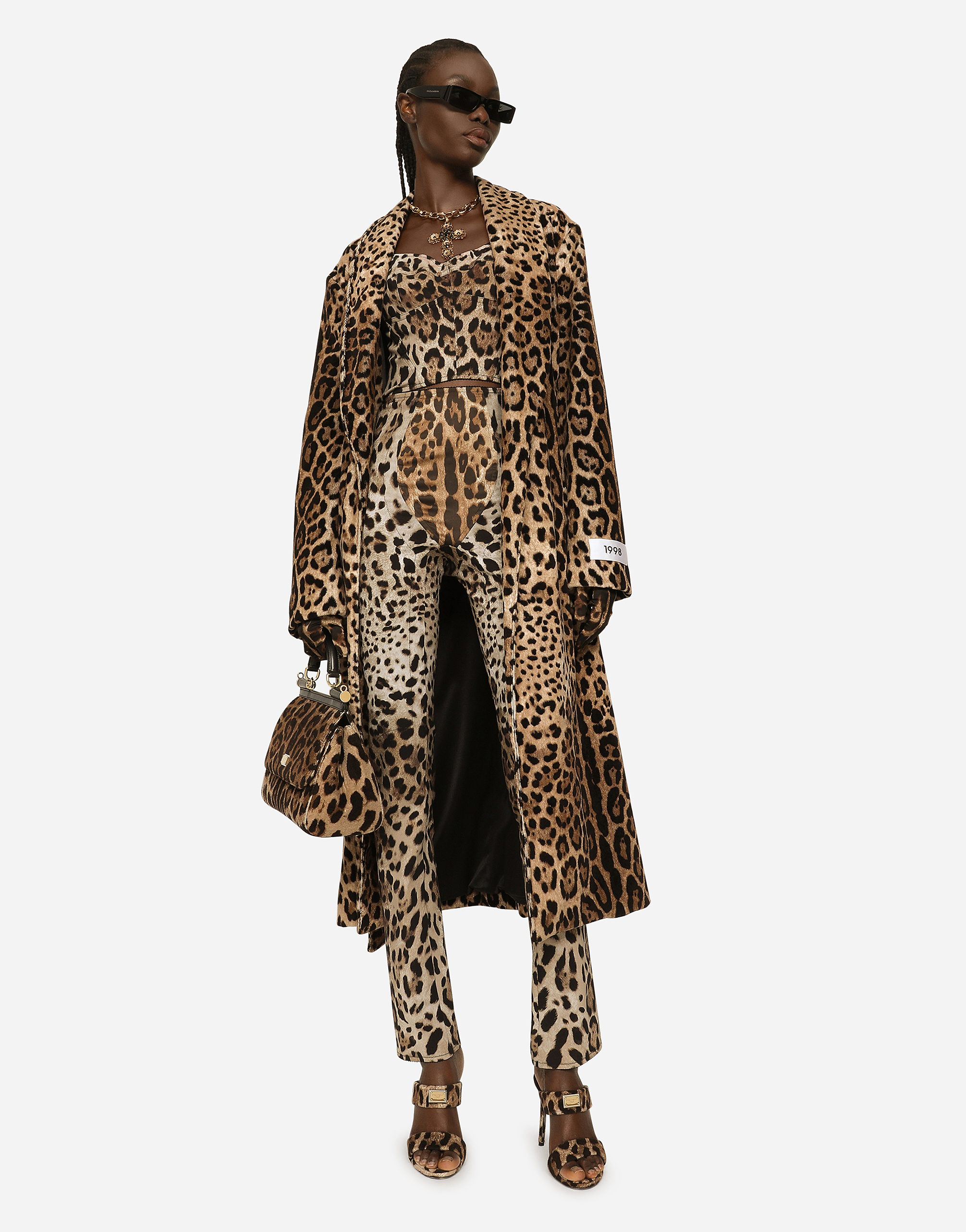KIM DOLCE&GABBANA Leopard-print terrycloth coat with belt and the  Re-Edition label