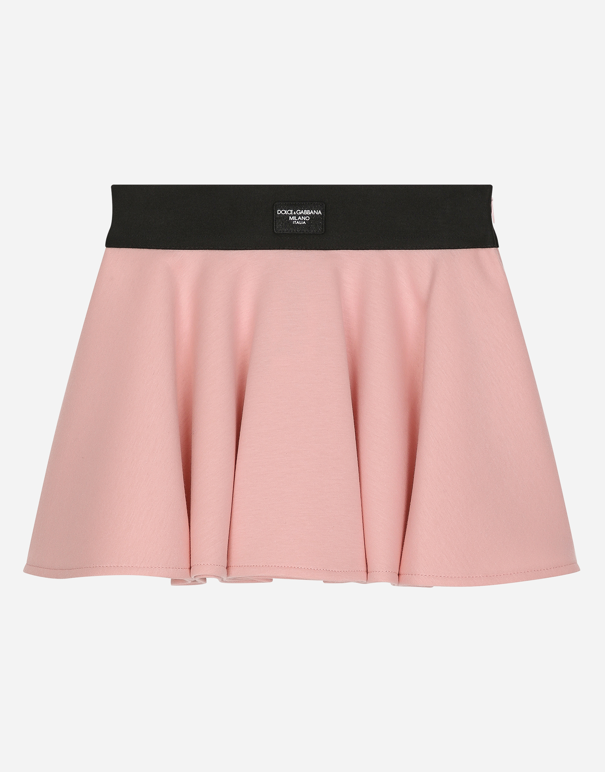 Circle miniskirt with logo tag in Rosa for Girls | Dolce&Gabbana®