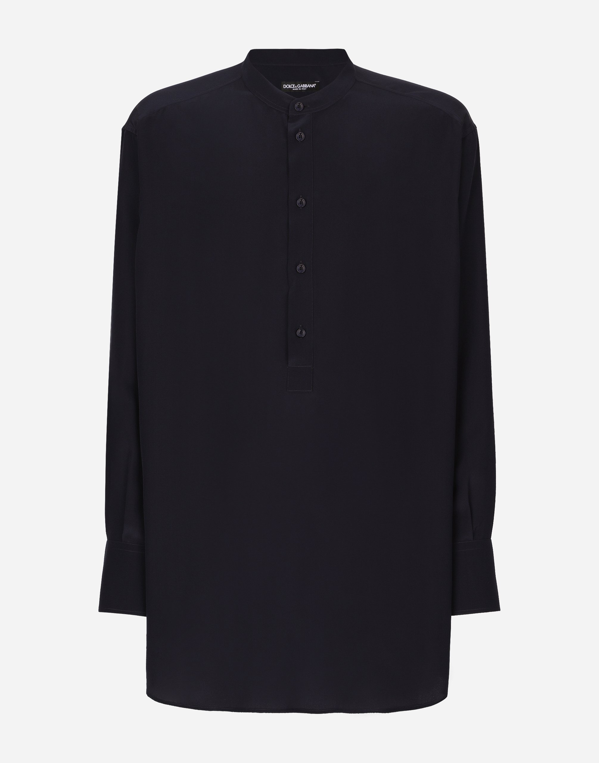 ブルーのメンズ Silk shirt with Mandarin collar | Dolce&Gabbana®