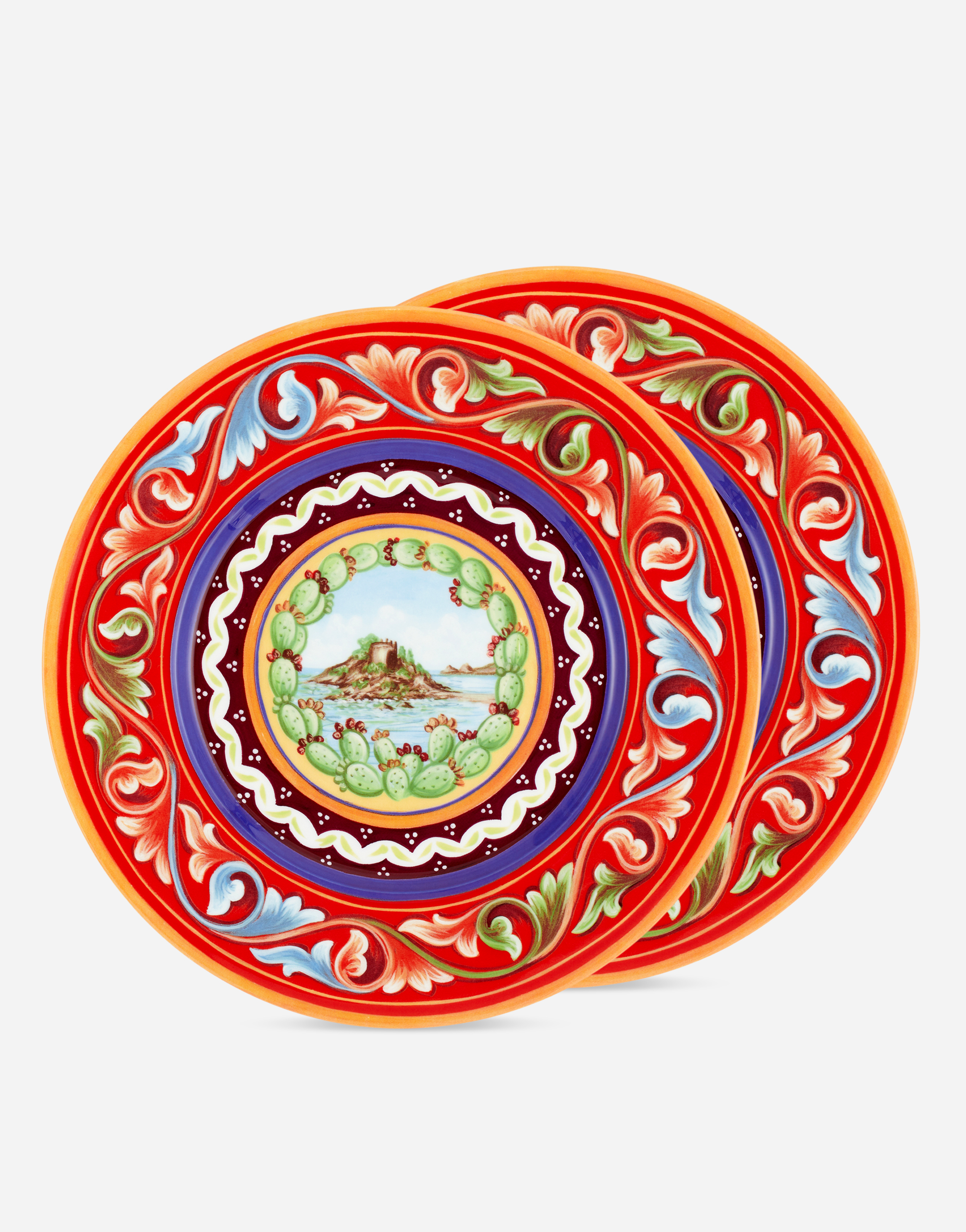 Set 2 Dinner Plates in Fine Porcelain in Multicolor | Dolce&Gabbana®