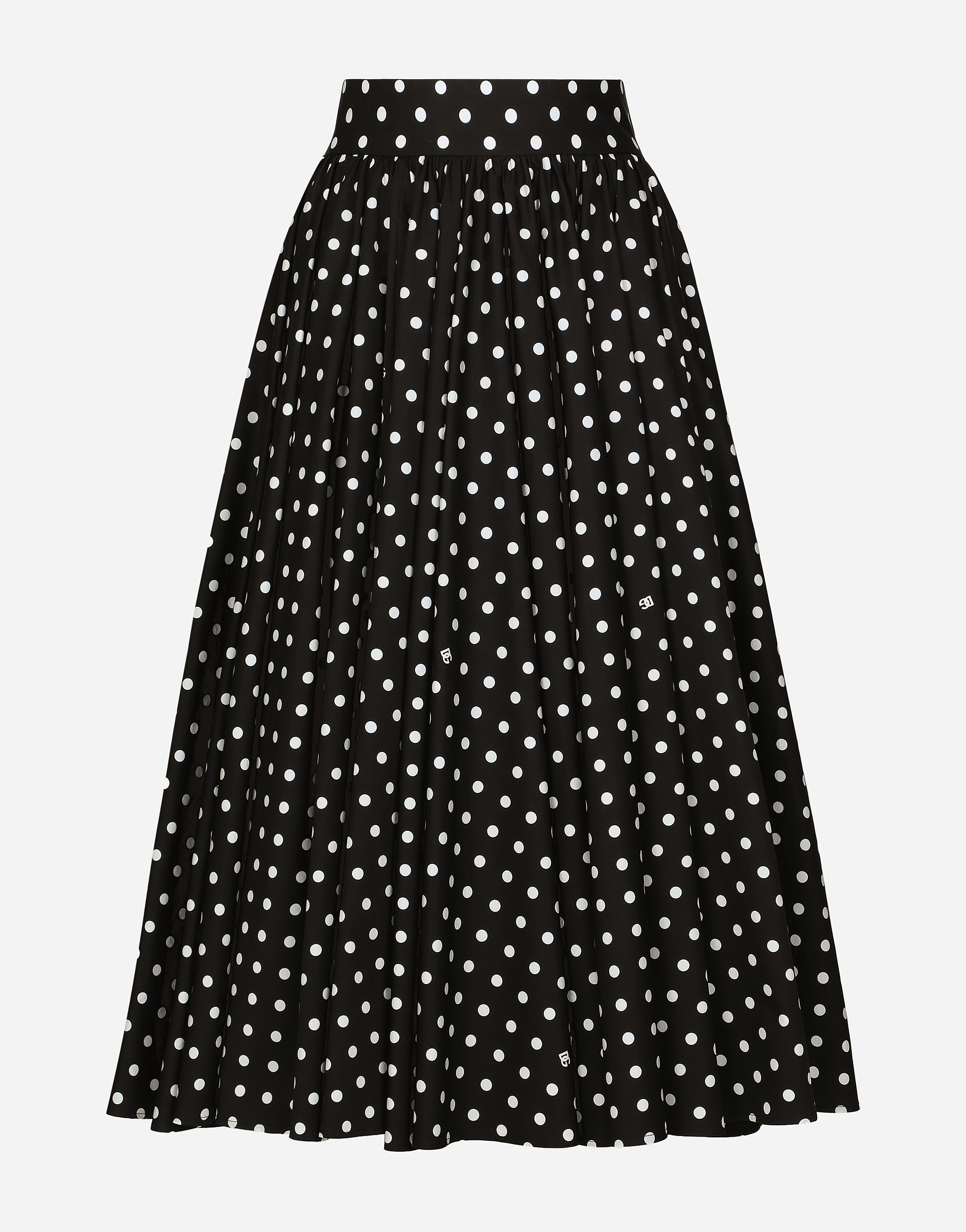 Shop Dolce & Gabbana Cotton Calf-length Circle Skirt With Polka-dot Print In プリ