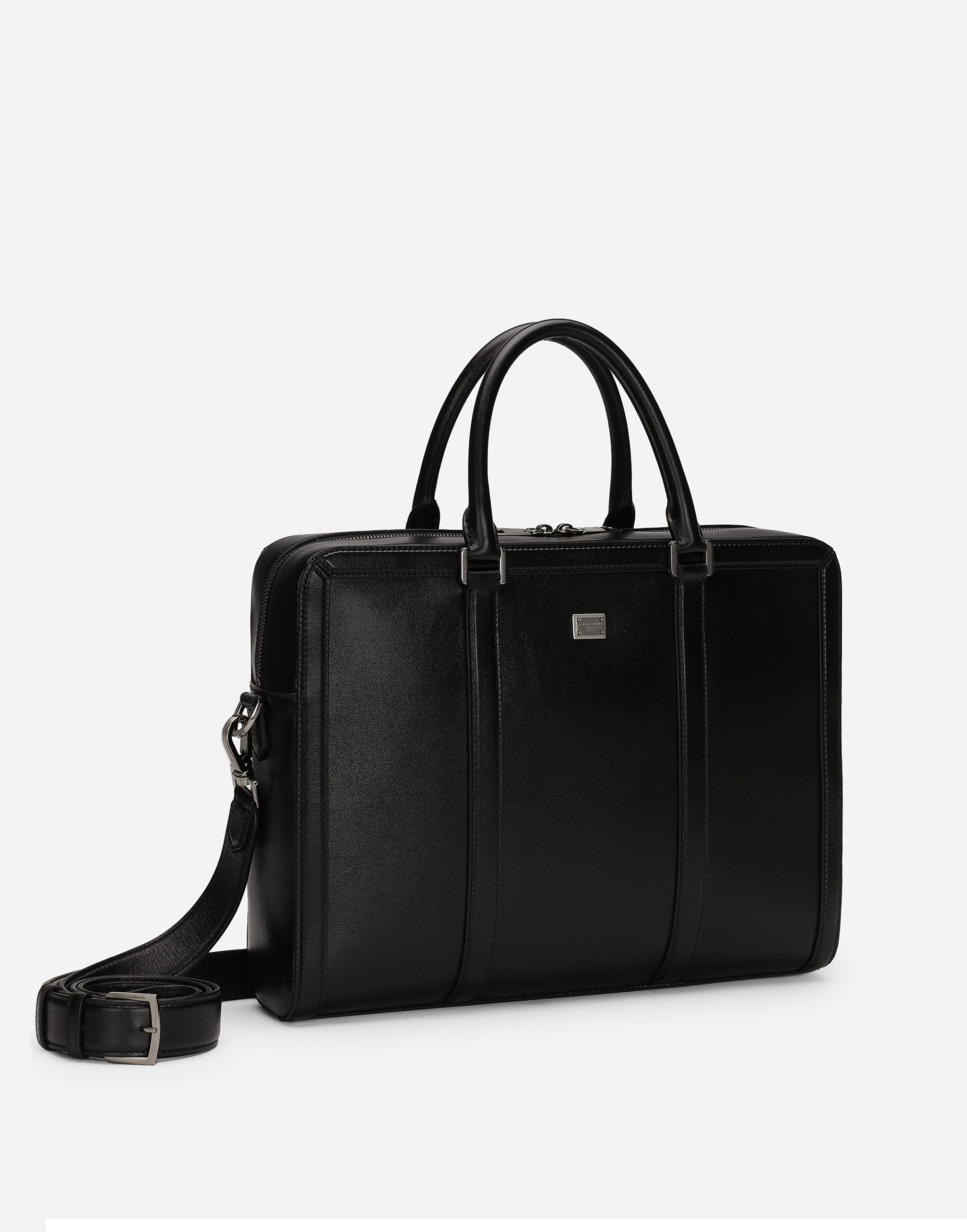 Shop Dolce & Gabbana Calfskin Briefcase In Black