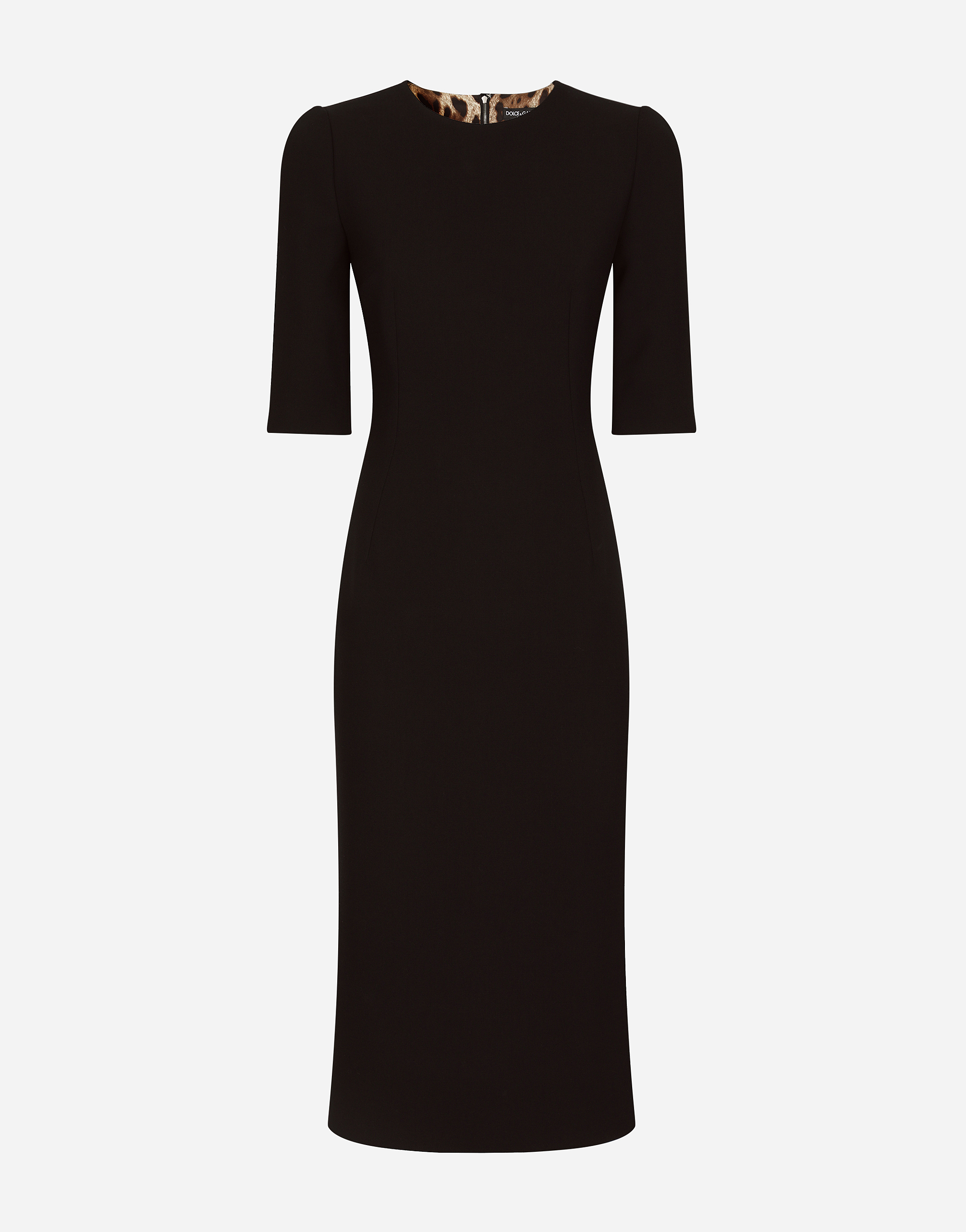 Woolen calf-length dress in Black for Women | Dolce&Gabbana®