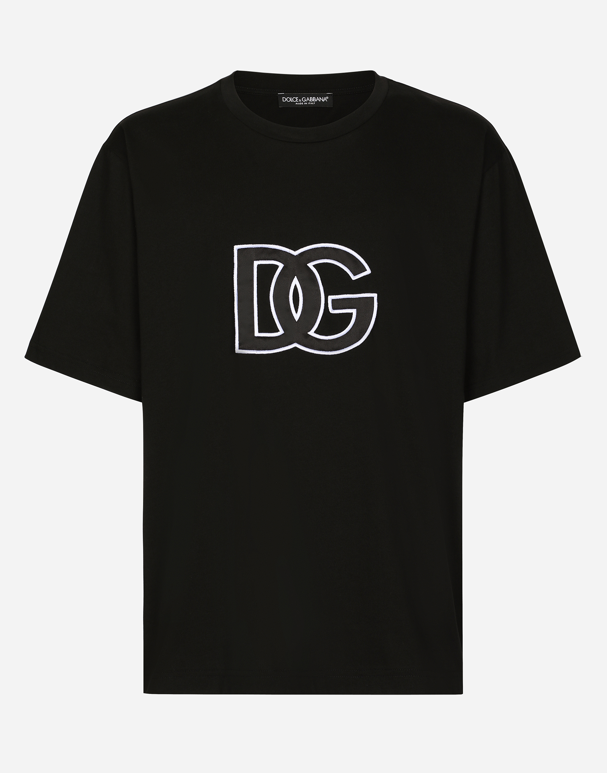 Dolce & Gabbana Cotton Round-neck T-shirt With Dg Patch In Black