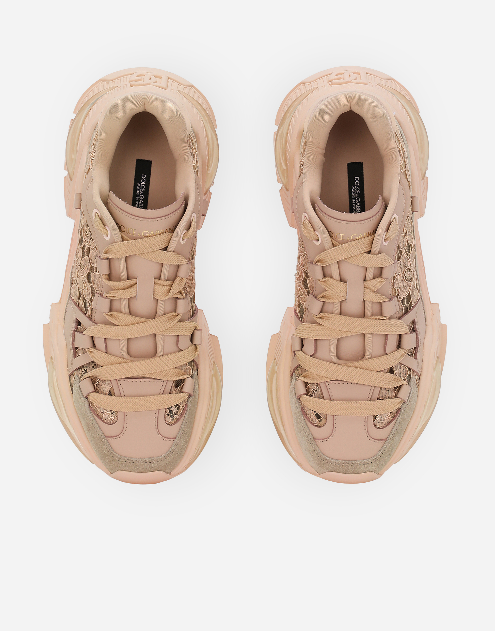 Shop Dolce & Gabbana Mixed-material Airmaster Sneakers In Beige