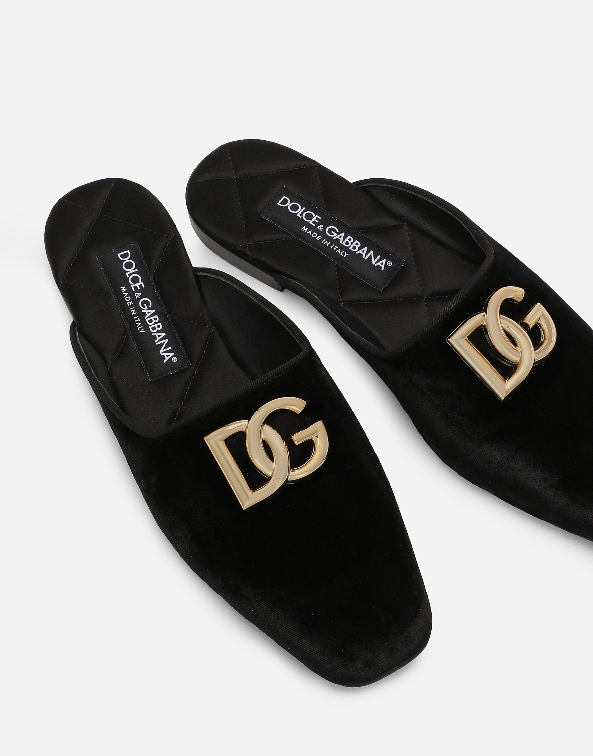 Shop Dolce & Gabbana Velvet Mules In Black