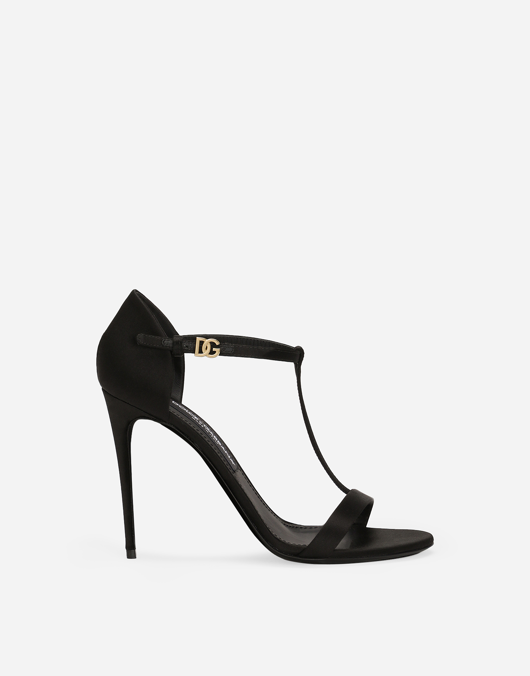 Shop Dolce & Gabbana Satin T-bar Sandals In Black