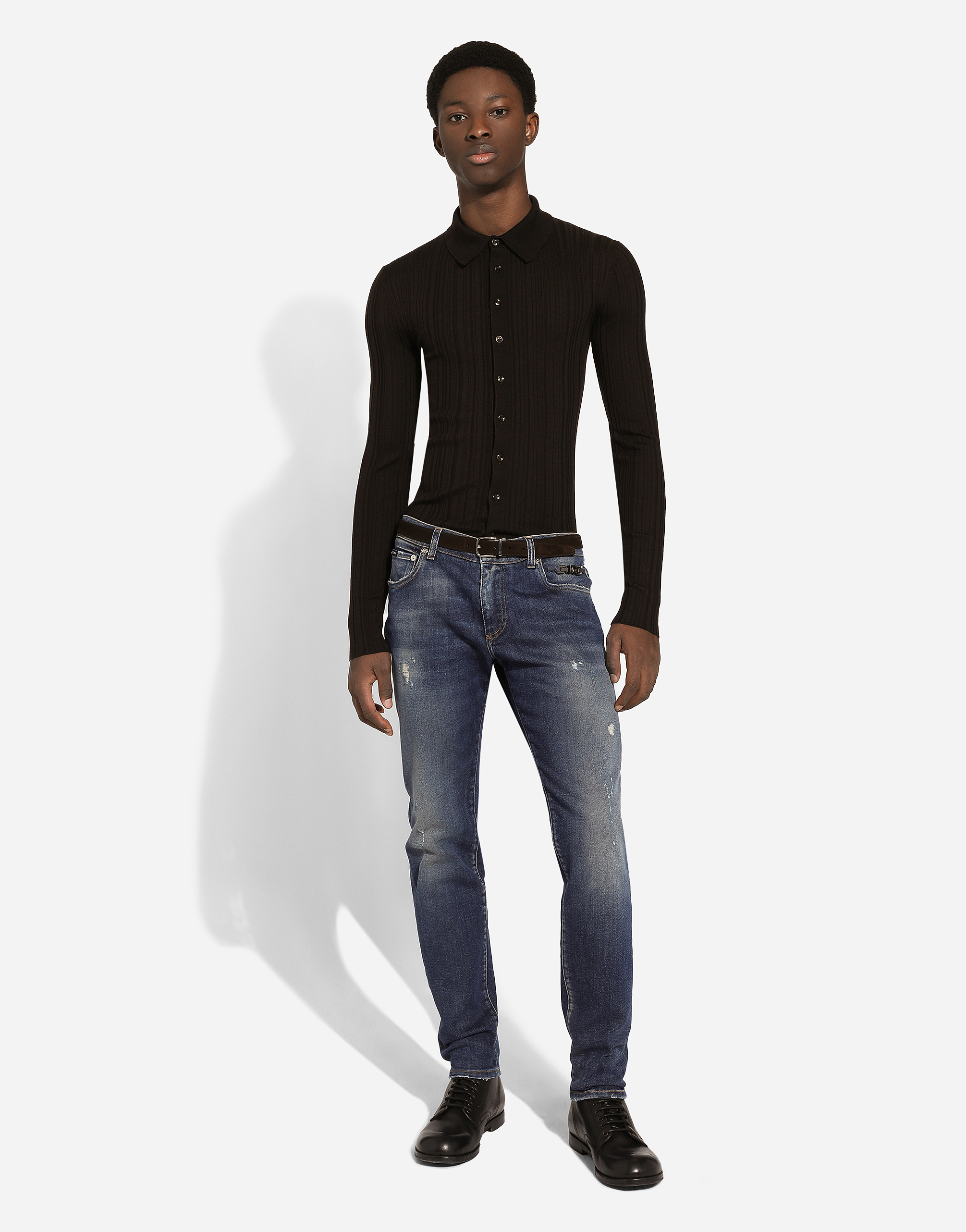 Shop Dolce & Gabbana Slim-fit Stretch Denim Jeans In マルチカラー